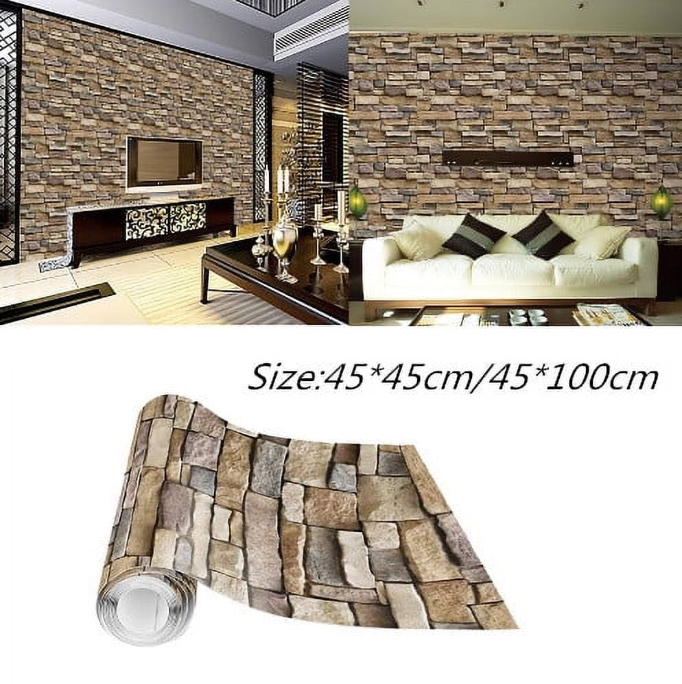 JoyMoreHome Peel and Stick Brick Wallpaper, Vintage Stone Decorative Contact Paper for Kitchen (Red, 17.7 in x 39.4 in) c6bag