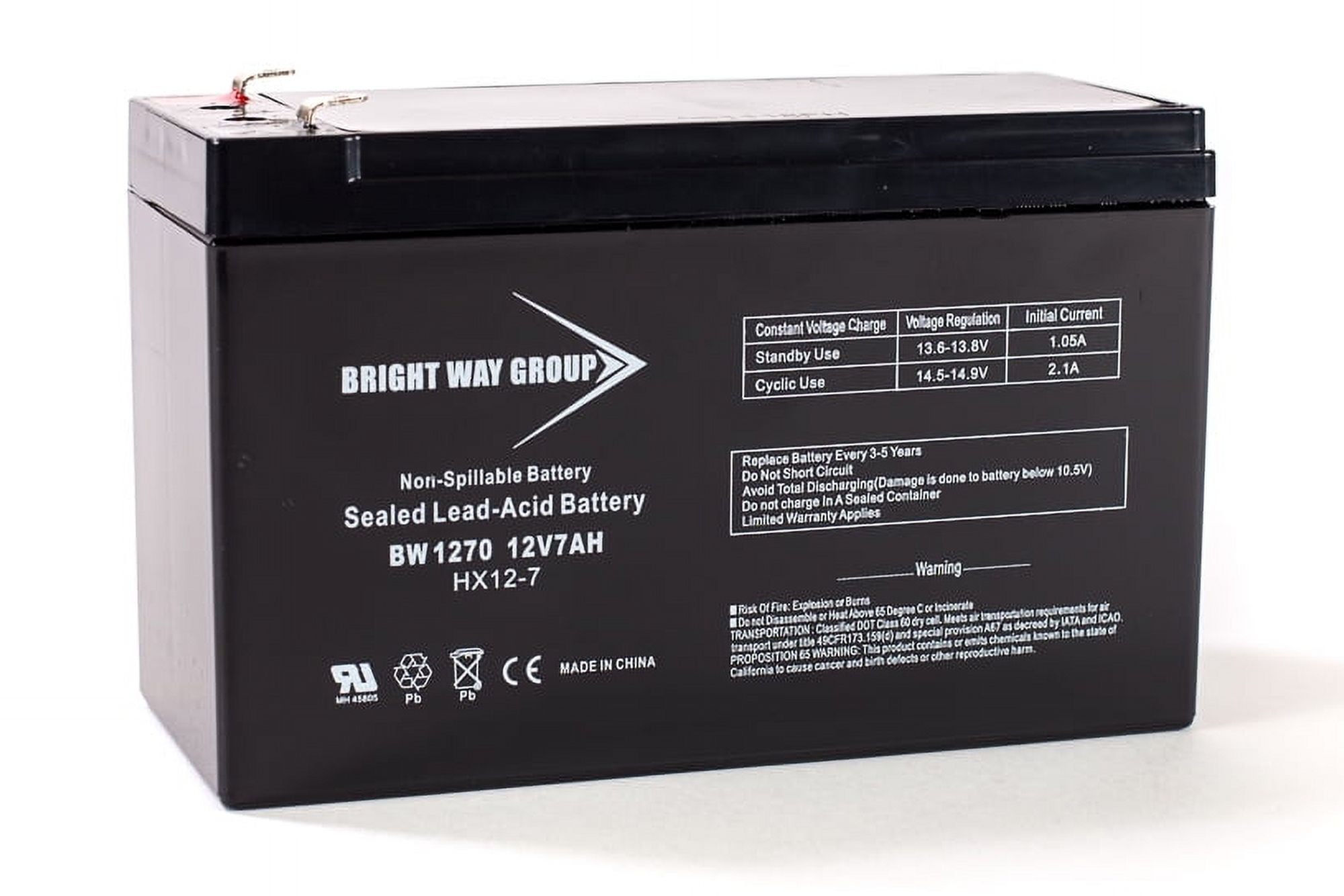 Bright Way Fire-Lite MS-25E Replacement Battery (12V 7Ah, 1 Pack) mzl3q