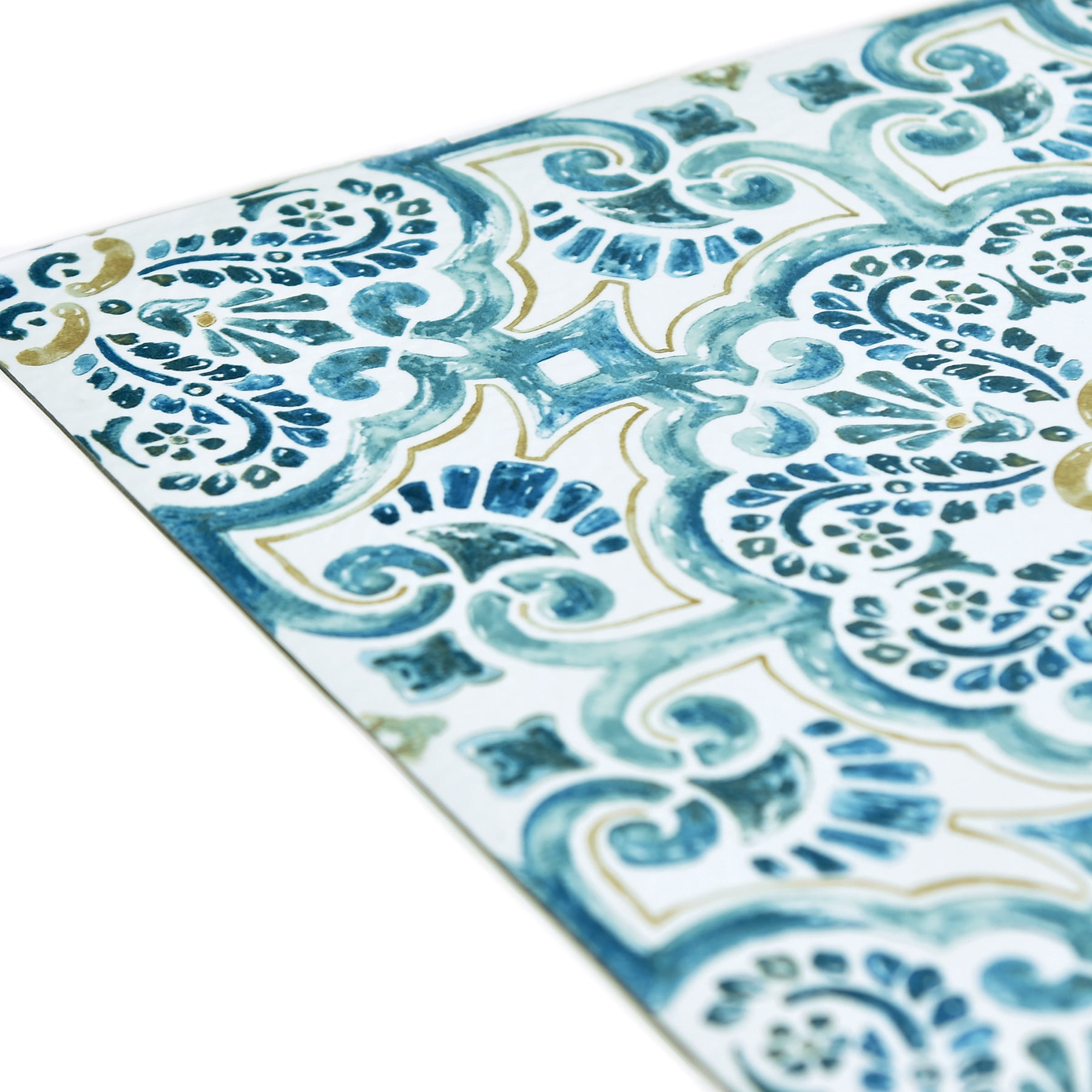 FloorPops! Fontaine Peel and Stick Vinyl Floor Tiles (Blue, 12 in. x 12 in., 10-Pack) 200z1