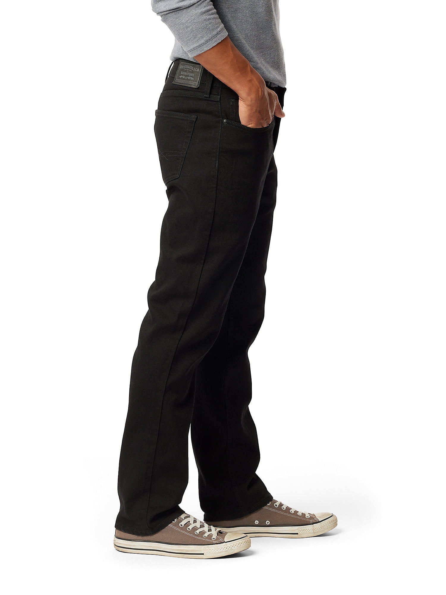 Levi Strauss Signature Men's Straight Fit Flexible Waistband Jeans (Black, 32x30) ztvnn