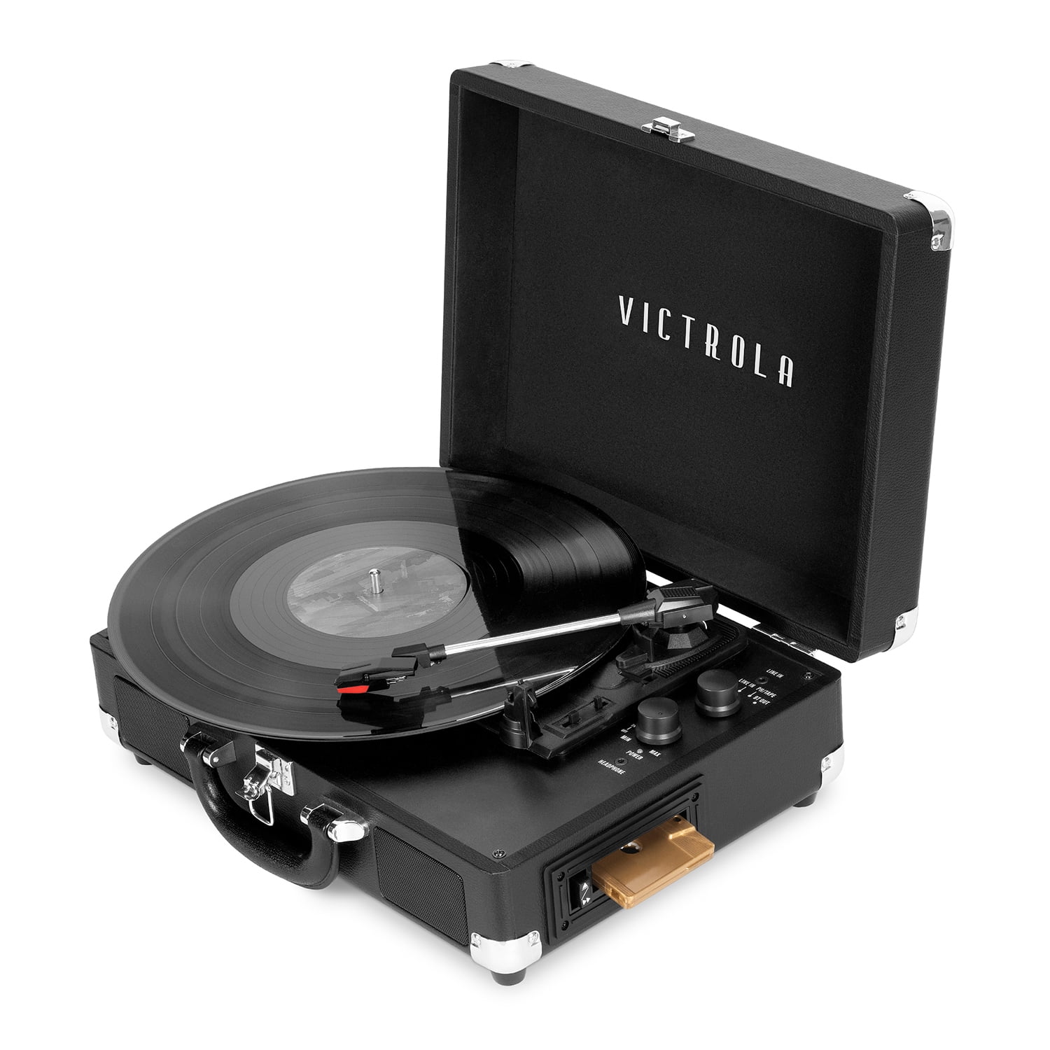 Victrola Journey+ Portable Bluetooth Suitcase Record Player with Cassette Player (Black) vkwkw
