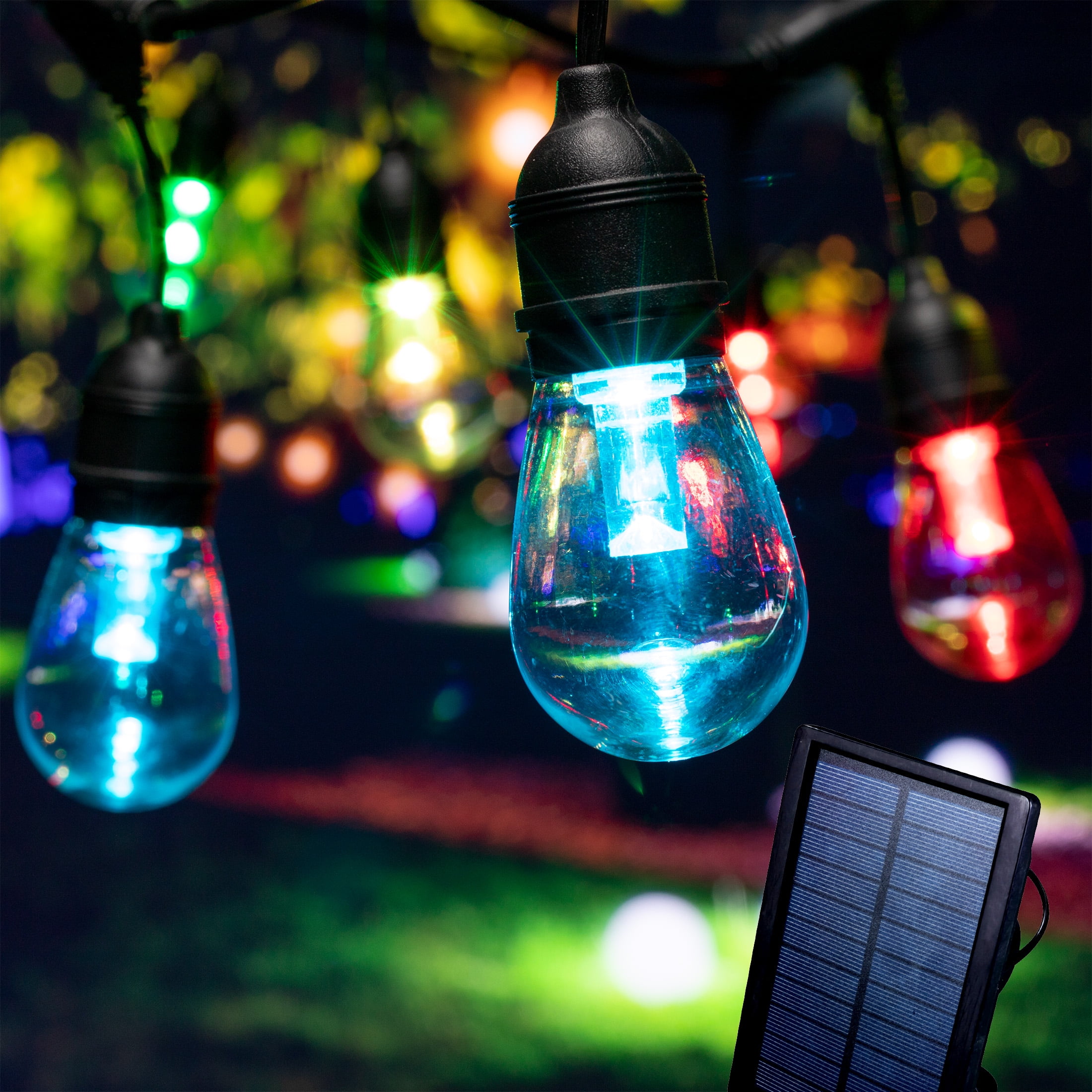 Better Homes & Gardens Solar Powered LED String Lights (Multi-Color, 34 ft) v4fel