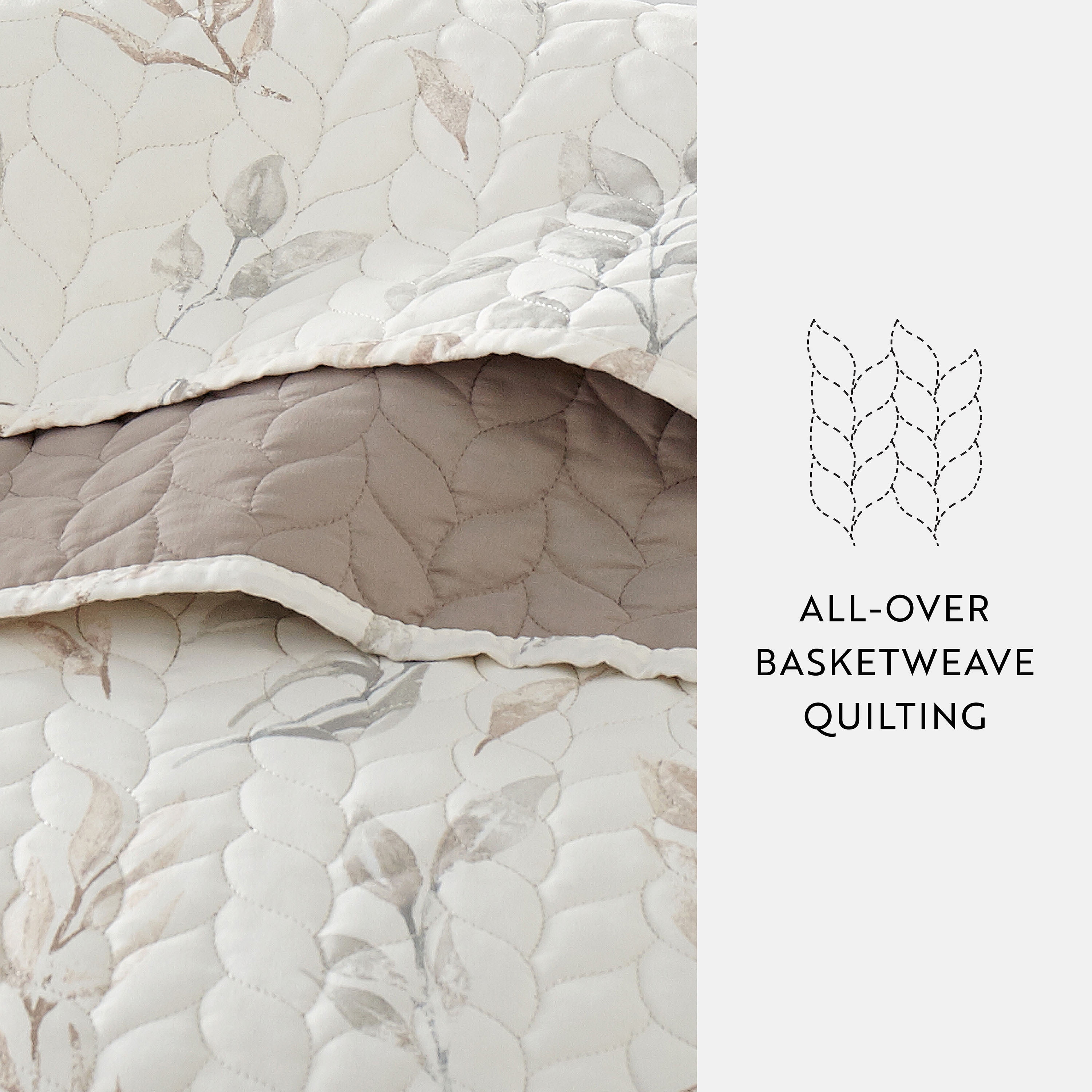 Comfort Canopy Ultra Soft Lightweight Quilt Set, Watercolor Leaves Botanical Print (Beige, Twin/Twin XL) rbdmh