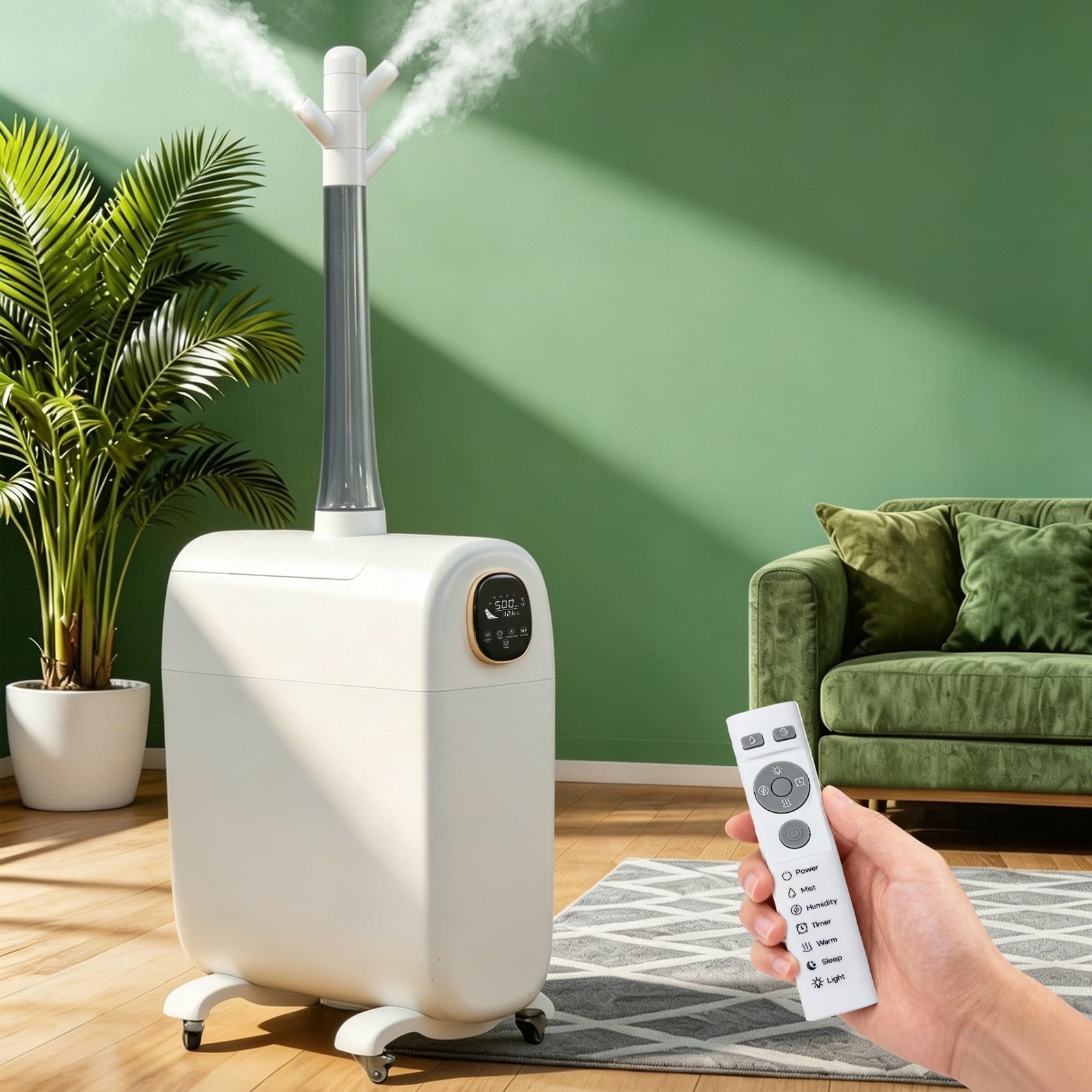 Lacidoll Large Room Humidifier for Whole House, Cool Mist Top Fill Floor Model with 360° Nozzle (White, 6.6 gal) q57rt