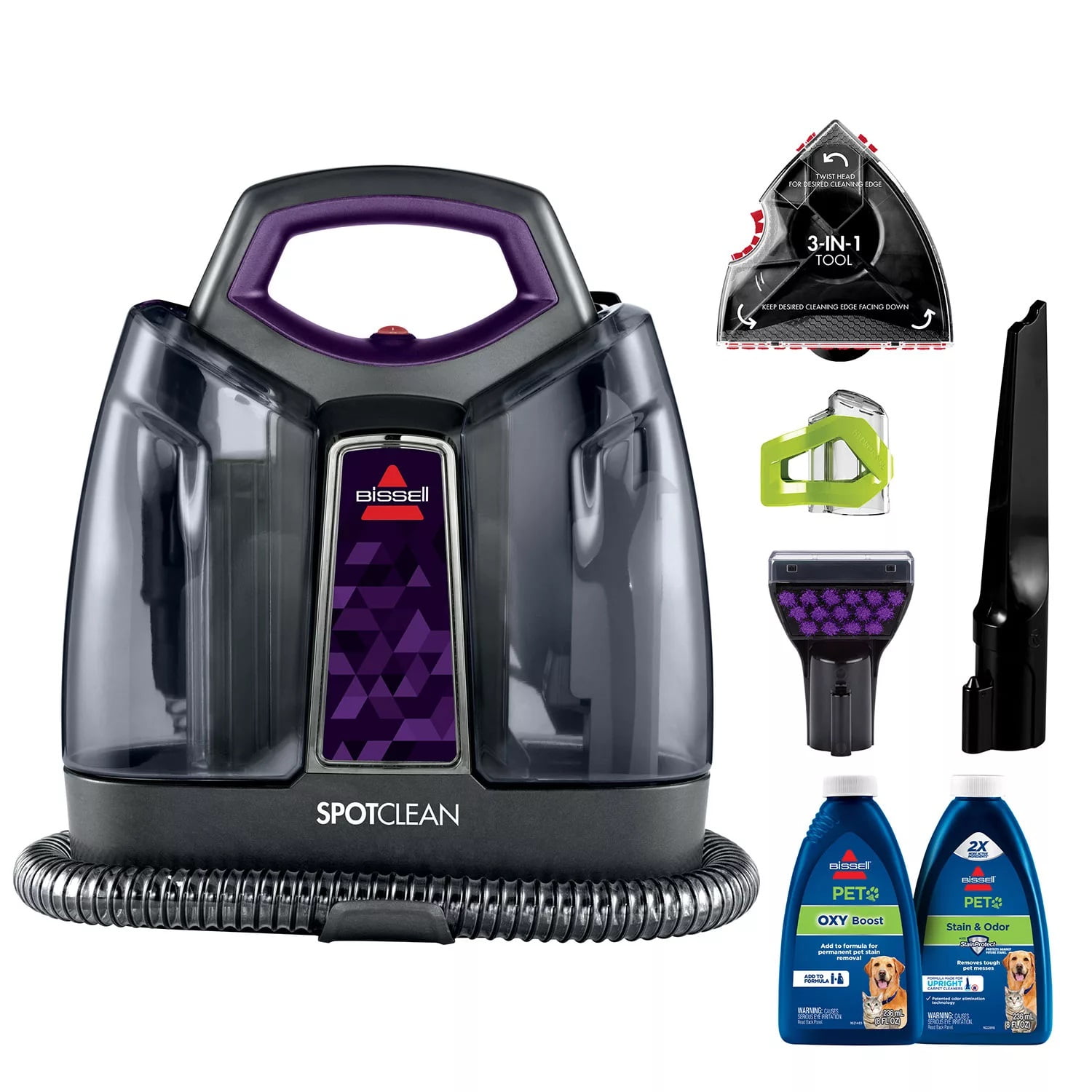 BISSELL SpotClean ProHeat Pet Portable Carpet and Upholstery Cleaner (Grey, 8 oz) 5htqd