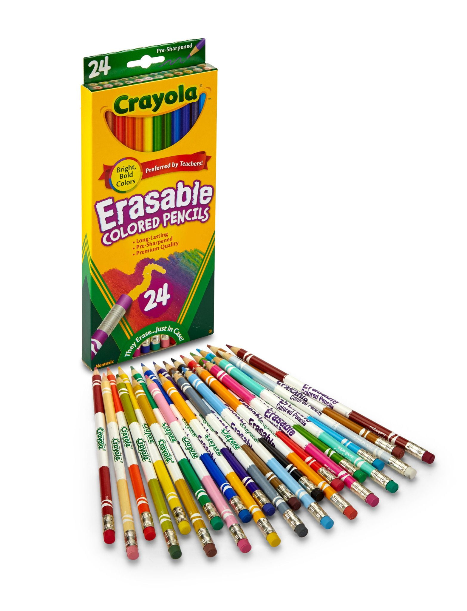Crayola Erasable Colored Pencils, Vibrant Drawing Art Supplies for Students and Teachers (Assorted Colors, 24 Count) ues0w