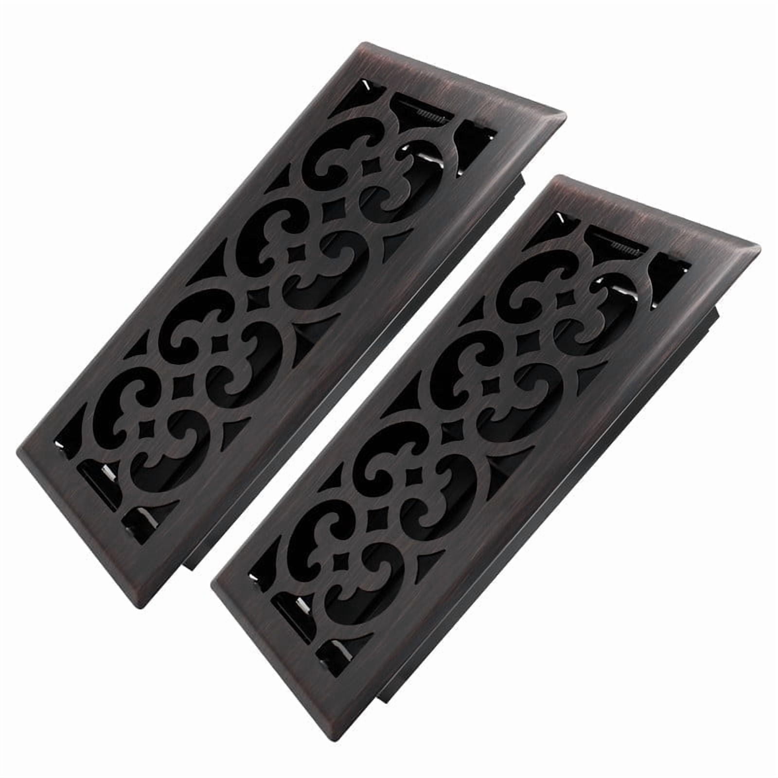 COZZIVITA Heavy Duty Walkable Floor Register, Charlotte Design Air Supply Vent Cover (Oil Rubbed Bronze, 4 in x 10 in, 2 Pack) uqs31
