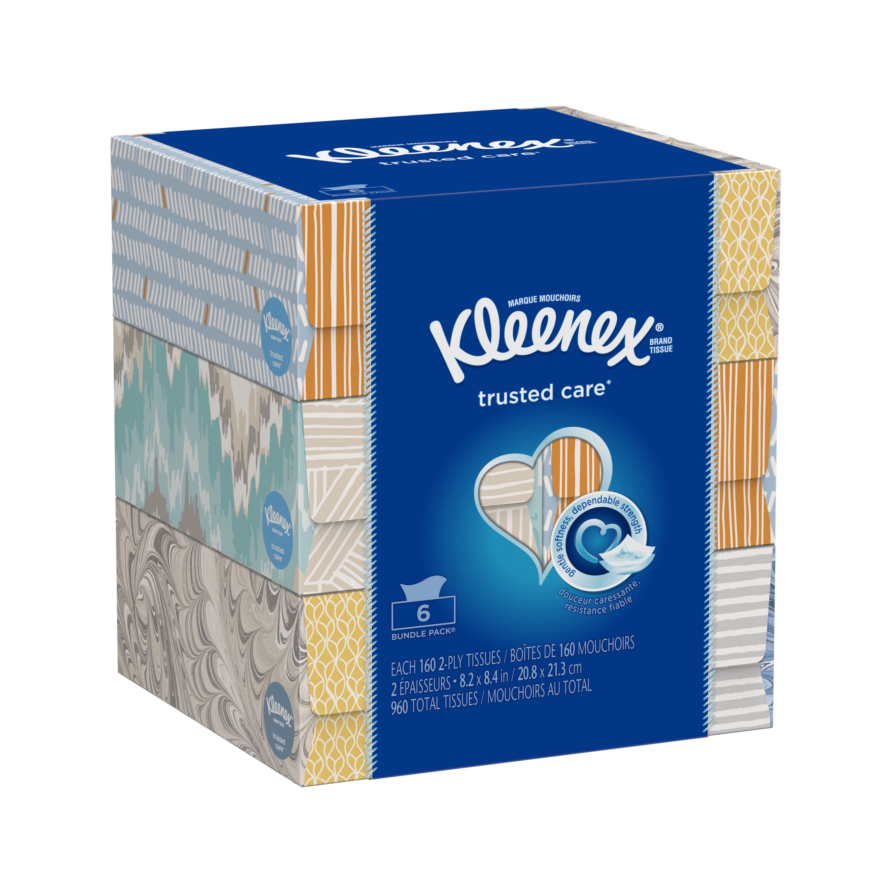Kleenex Trusted Care Facial Tissues, 2-Ply Absorbent Paper Tissues (White, 960 Total Count) d3r27