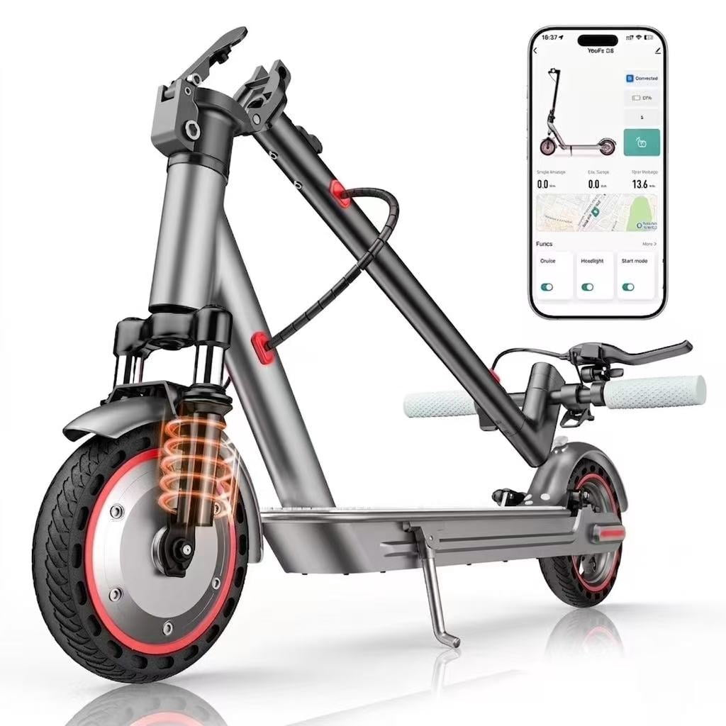Kalorace Foldable Electric Scooter for Adults, 350W Motorized Commuter E-Scooter with Dual Suspension (Red, 8.5 in) pyb0h