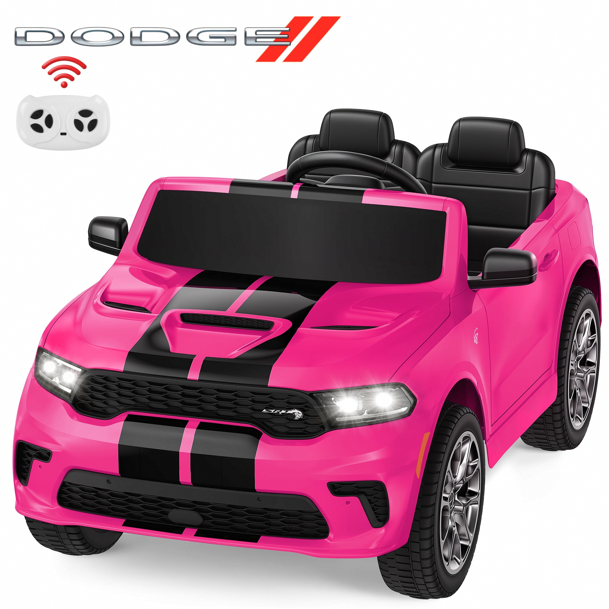Wisairt Dodge Durango Kids Electric Ride-On Car, 12V Licensed Motorized SUV with Parent Remote Control, LED Lights & Music (Pink, 17 in Seat) i9tmh