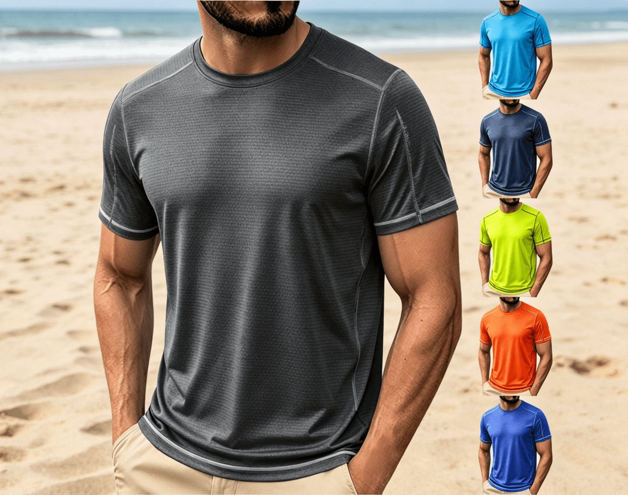 Hinvhai Men's Rash Guard Swim Shirt UPF 50+ Sun Protection Quick-Dry Athletic Top (Orange, M) ie1v5