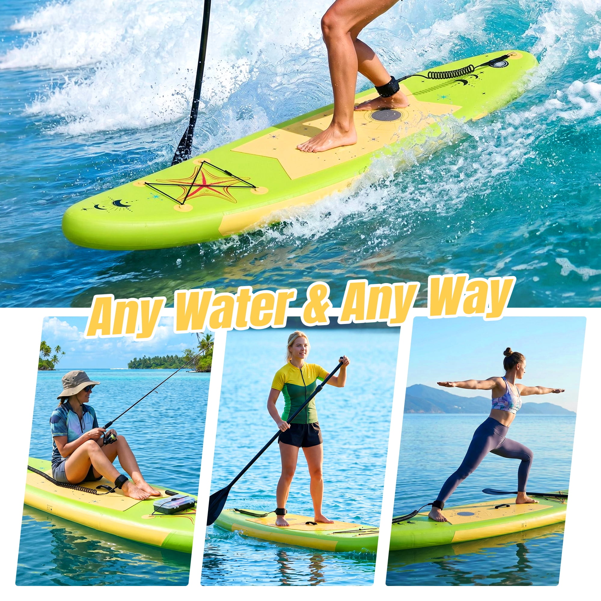 Naipo Inflatable Stand Up Paddle Board with Full SUP Accessories (Avocado Green, 10 ft) v8avu