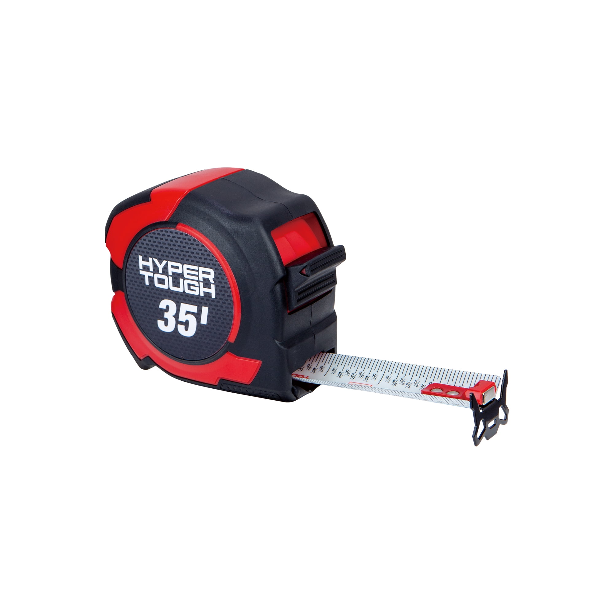 Hyper Tough Magnetic Tape Measure, Heavy-Duty Retractable Blade with Locking Mechanism (Red, 35 ft) wljo0