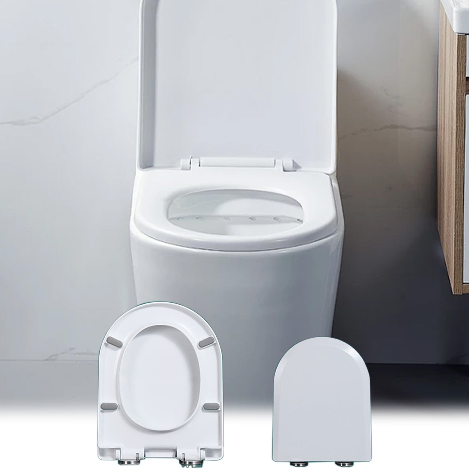 MERILER Universal Toilet Seat Cover with Soft Close Mechanism and Non-Yellowing Coating (White, Standard) su7wo