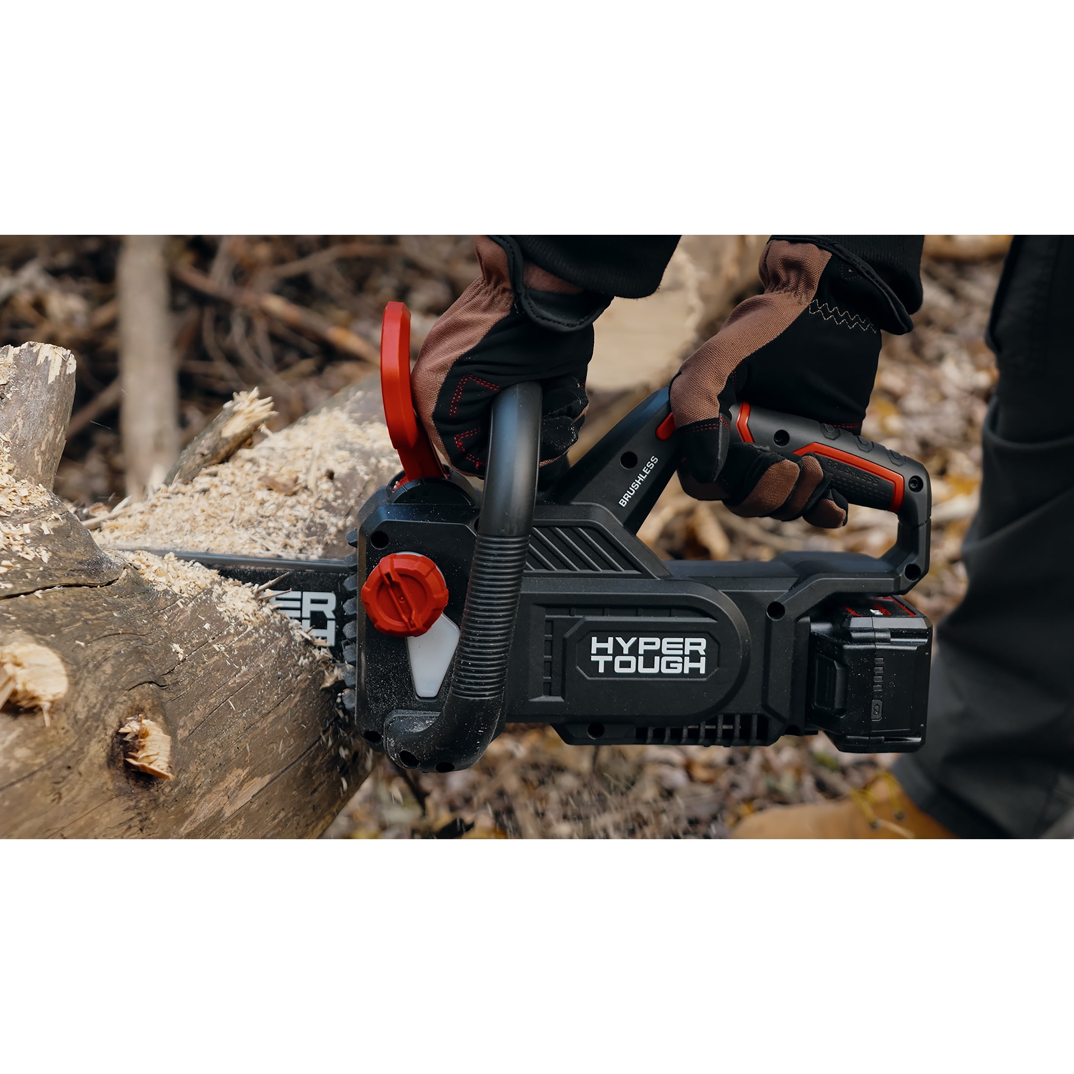 Hyper Tough 12 in 20V Brushless Cordless Chainsaw with 4.0Ah Battery and Charger (Black, 12 in) h7fz2