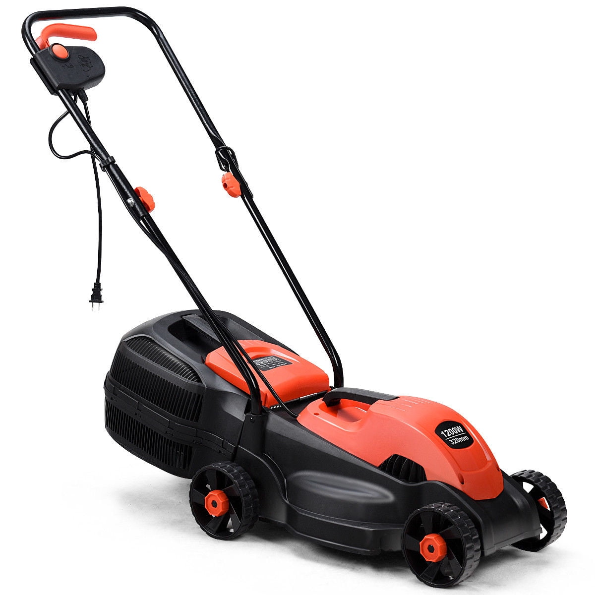Costway 12 Amp 14-Inch Electric Push Lawn Mower with Grass Catcher (Red, 14 in) qilrg