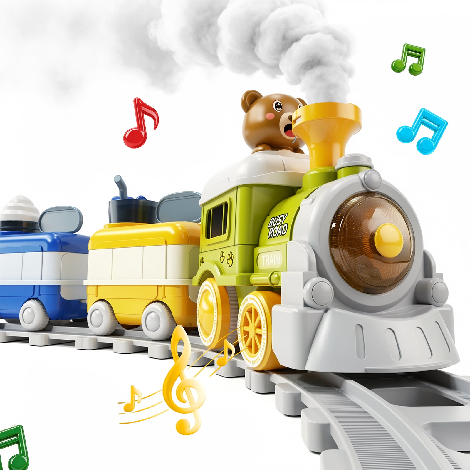 Dimoarch Electric Train Track Play Set with Steam, Light, and Music (Multicolor, 13-Piece Set) td0rc