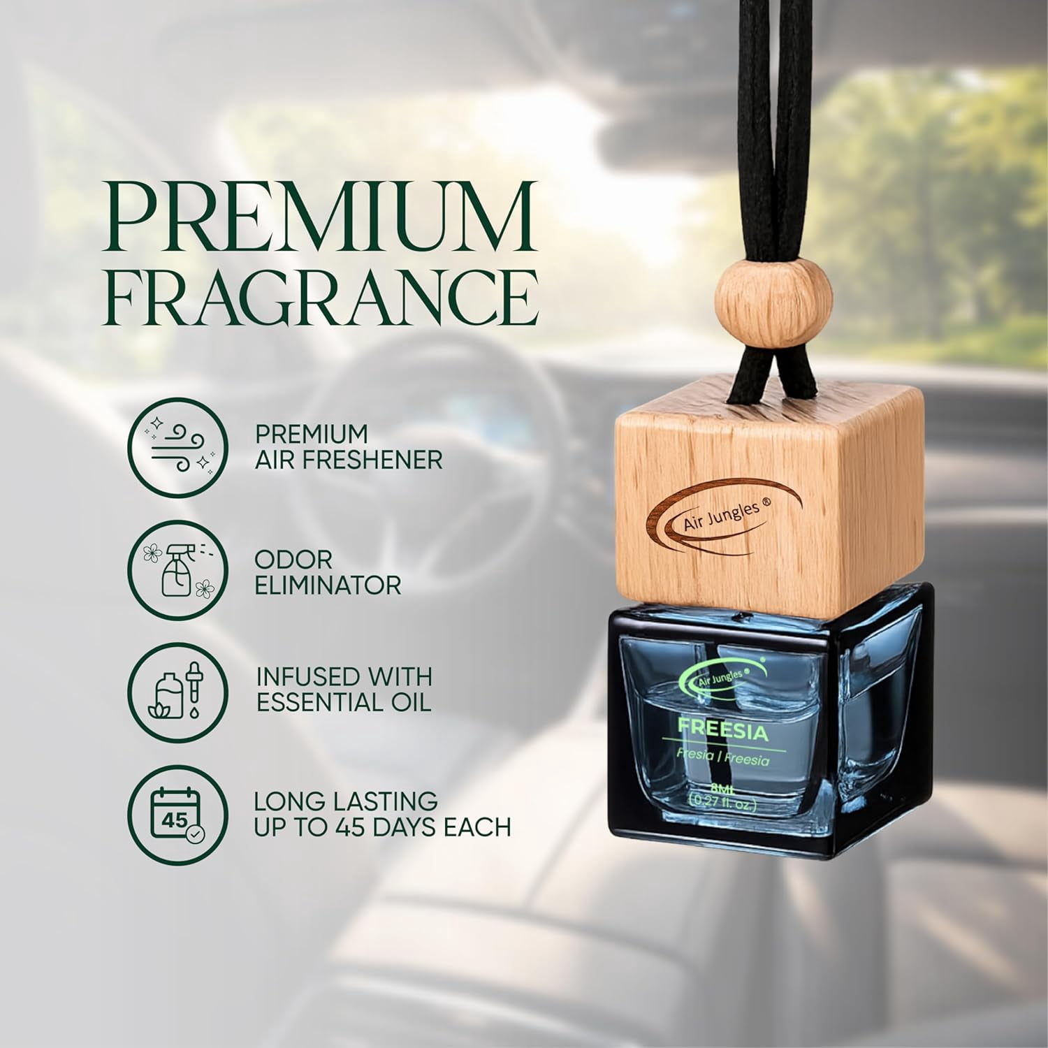 Air Jungles Car Air Freshener Hanging Diffuser (Variety Pack, 6 Ct, 0.27 fl oz Each) fzw1g