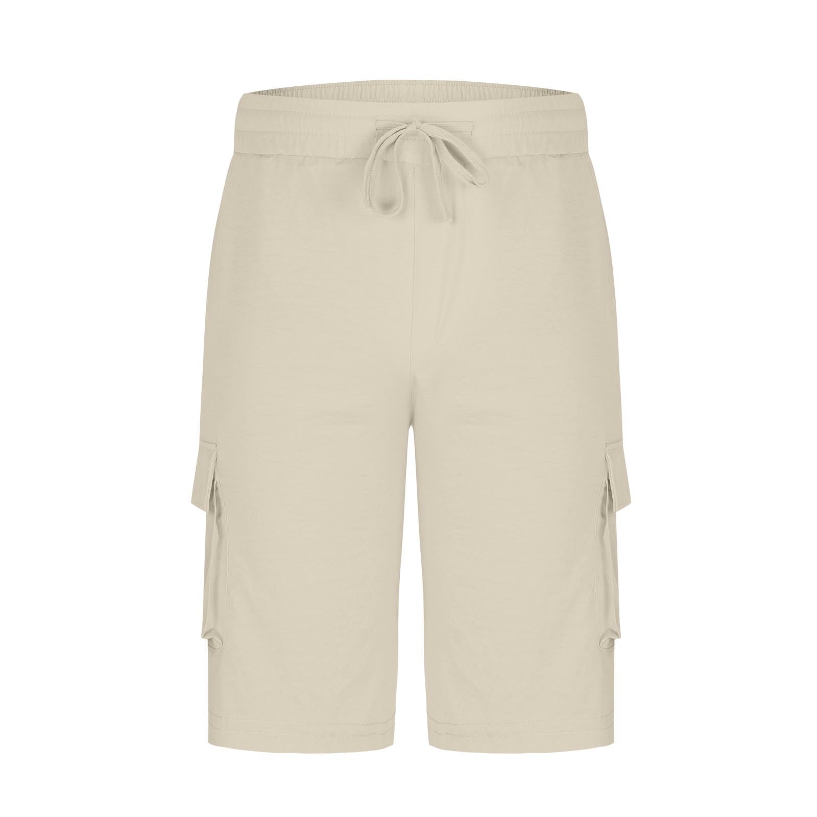 Elvqul Men's Pull-On Casual Shorts Lightweight Summer Print Apparel (Beige, Medium) py4zc