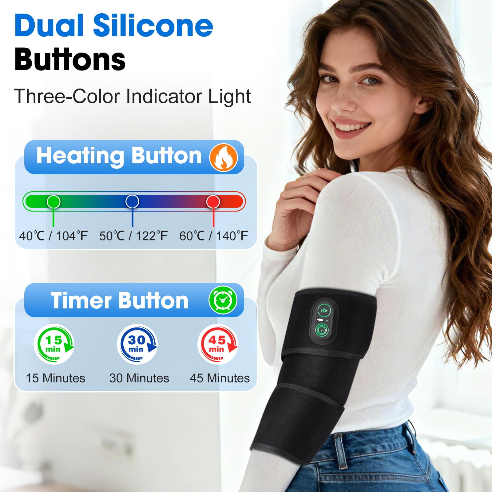 YiFudd Red Light Therapy Heating Strap with 108 LEDs, Phototherapy Vibration Massage Band for Targeted Relief (Red, 39 in) 8auha