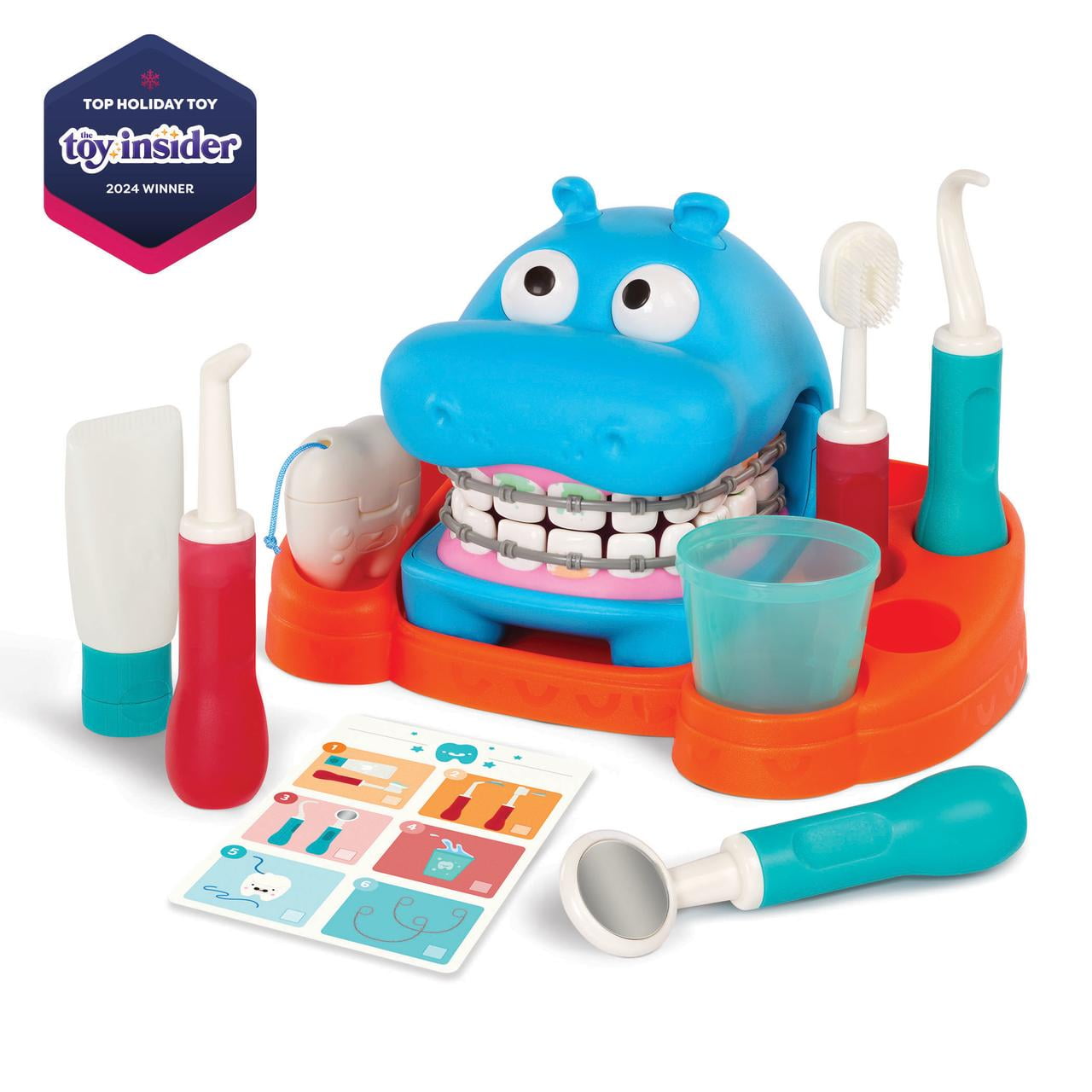 Battat Hippodontist Dentist Pretend Play Set with 15 Accessories (Multi-color, 15 Piece Set) 6ezwq