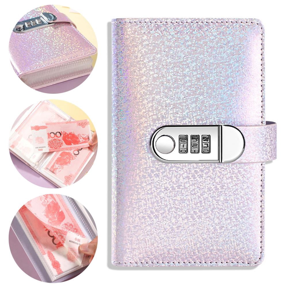 QENASHAING Combination Lock Cash Deposit Book, PU Leather Savings Organizer with 50 Page Cash Envelope System (Pink, 50 Pages) ra4fr