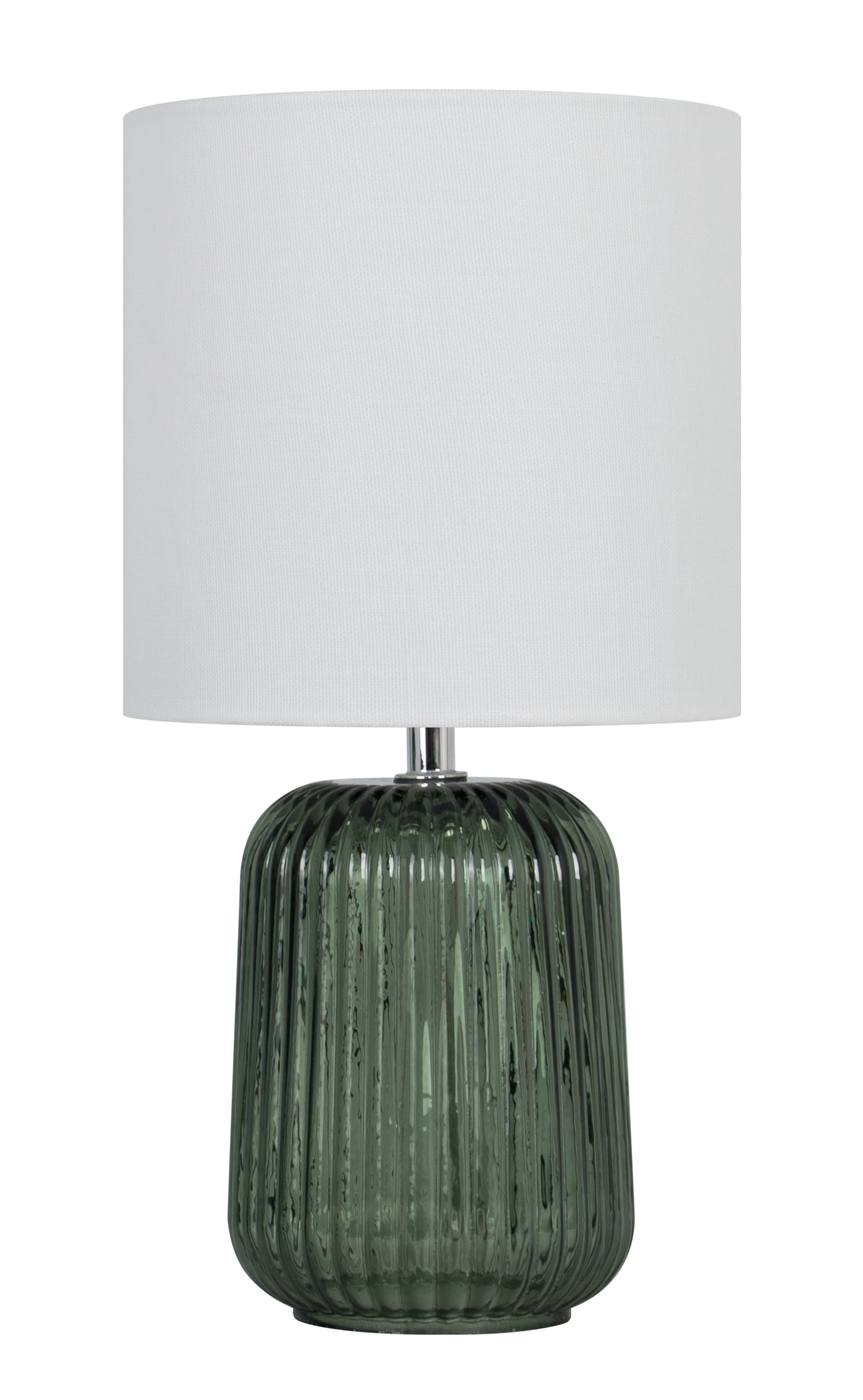 Mainstays Glass Table Lamp with Linen Shade, Modern Decorative Lighting (Green, 12.75 in) fstee