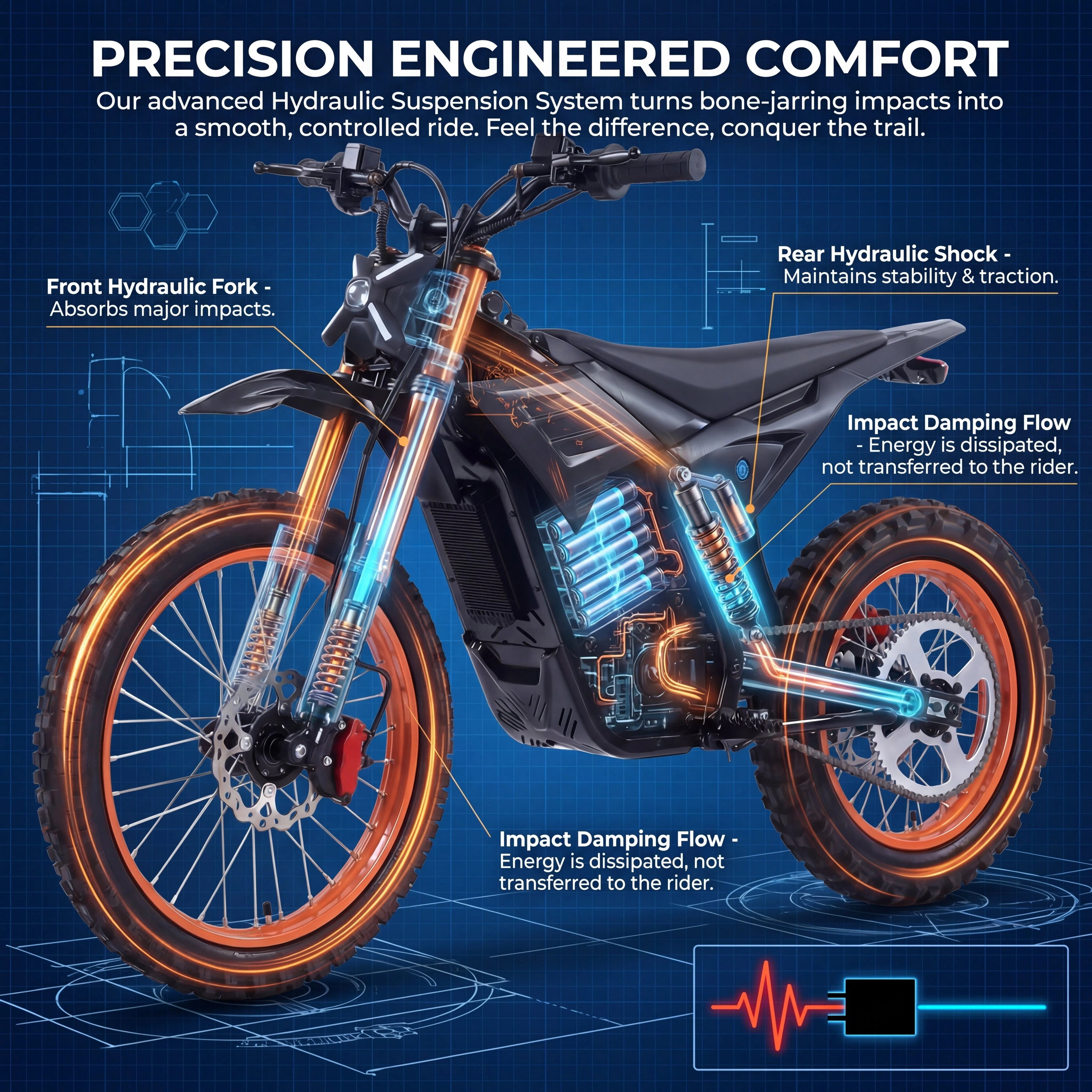 JVV V7 Electric Dirt Bike, High-Performance 3000W Mid-Drive Motor, Off-Road Trail Riding (Black, 48V 20.8Ah Battery) d7c4j