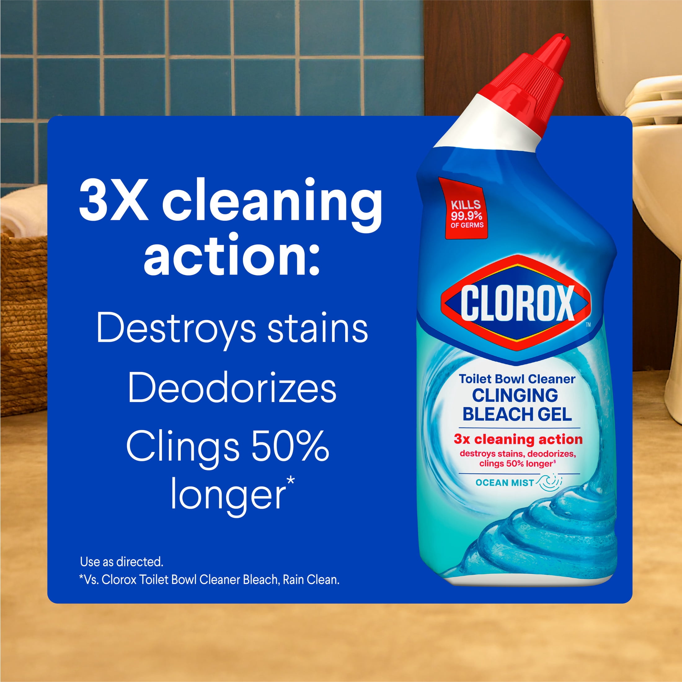 Clorox Toilet Bowl Cleaner Clinging Bleach Gel, Ocean Mist, 24 fl oz (6 Pack) fydlf