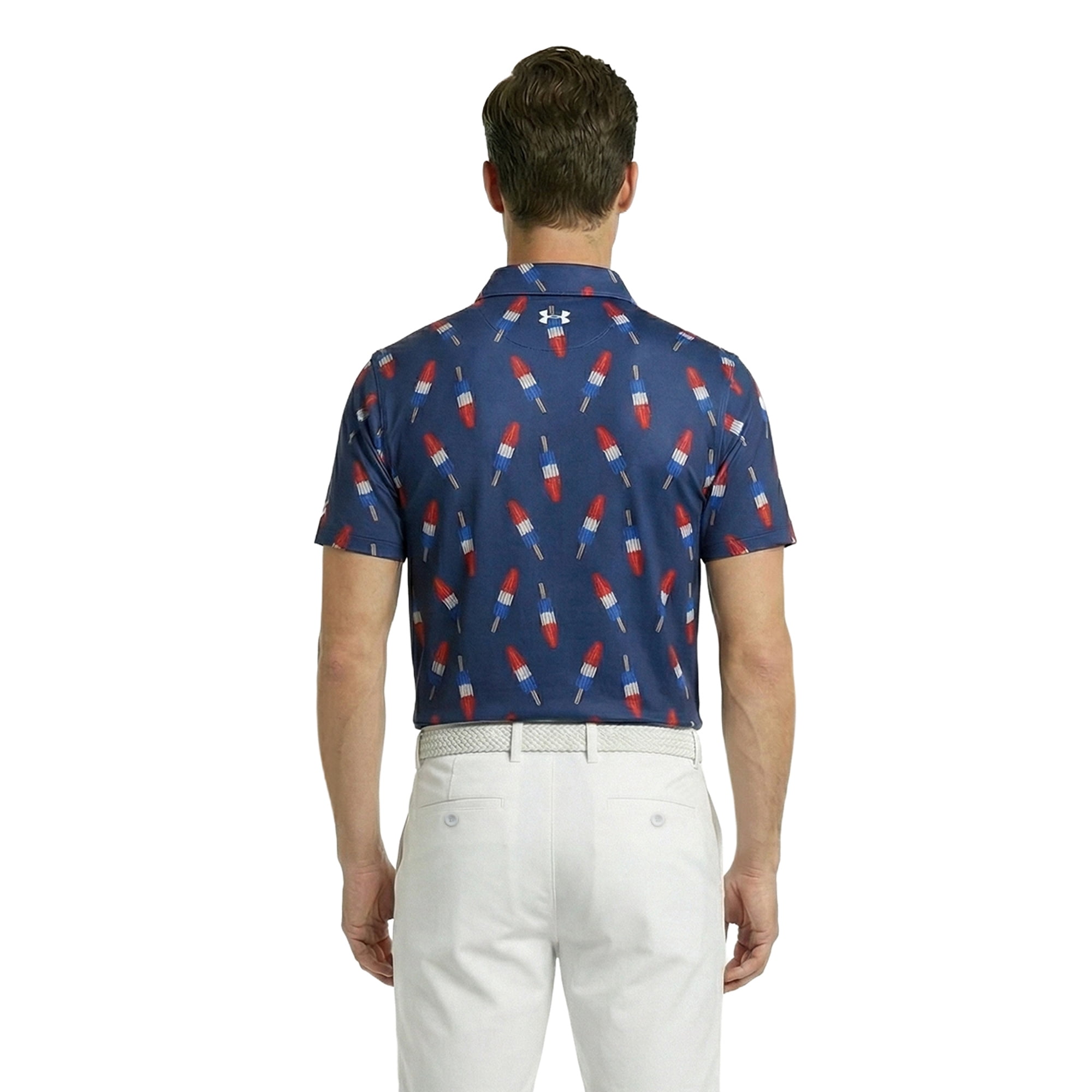 Birdie Bound Men's Firecracker Popsicle Print Golf Polo Shirt (Blue, XS-4XLT) x6pm6