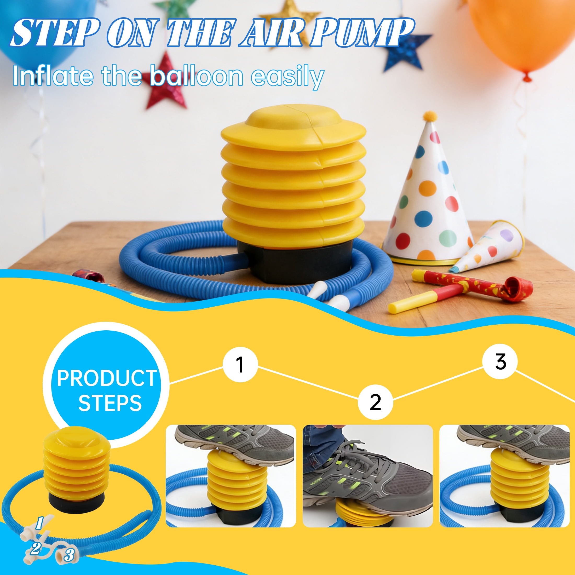 BESTSKY Manual Foot-Pump Balloon Inflator, Portable Air Pump for Party Decorations and Crafting (3.94x3.94x3.94 in) 86eb9
