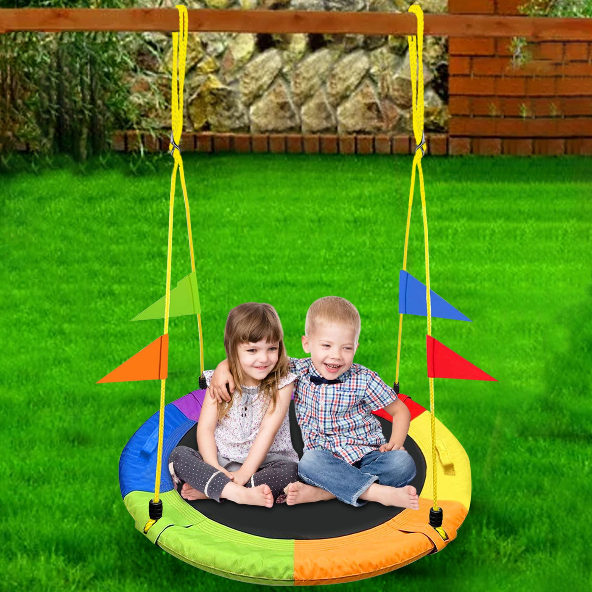 GVDV 40 in Saucer Swing, Heavy-Duty Waterproof Oxford Tree Swing for Kids, Adjustable Height (750 lb Capacity) hwryl