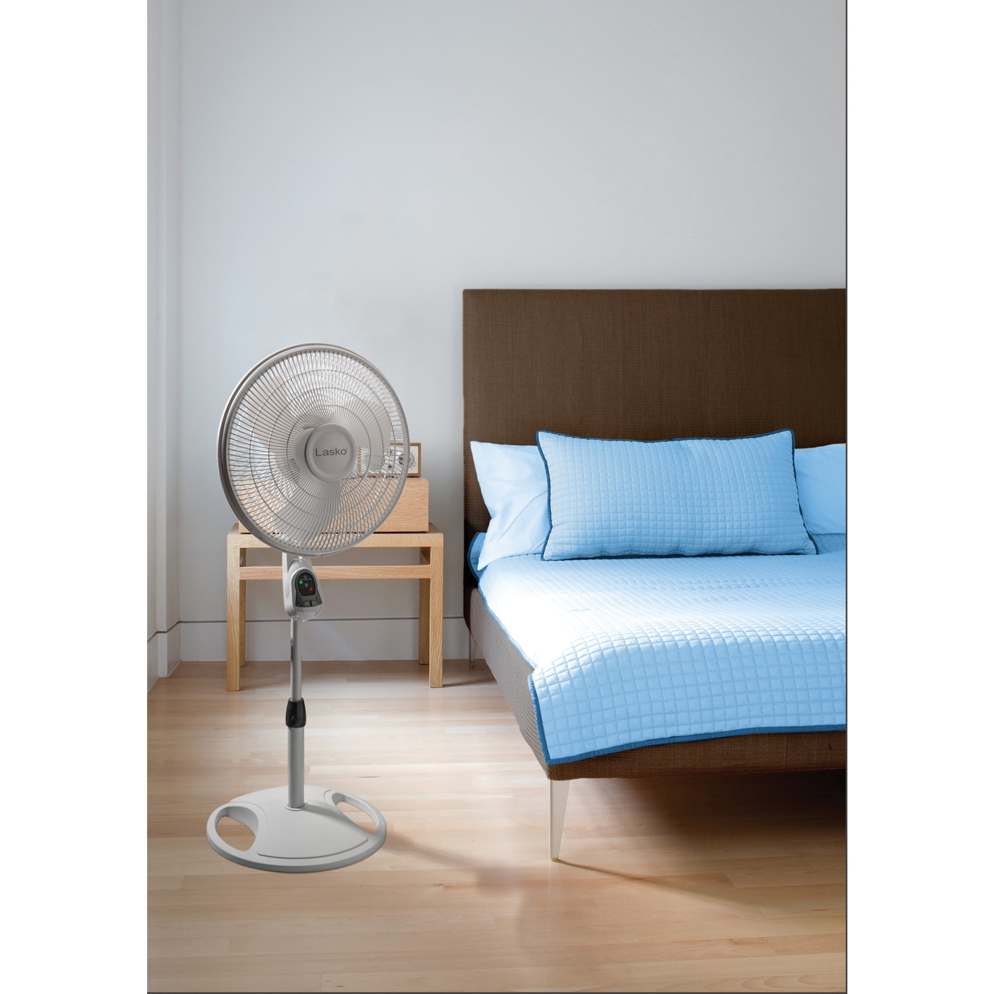 Lasko 16-inch Quiet Oscillating Pedestal Fan with Remote Control and Adjustable Height (White, 16 in) 7czh8