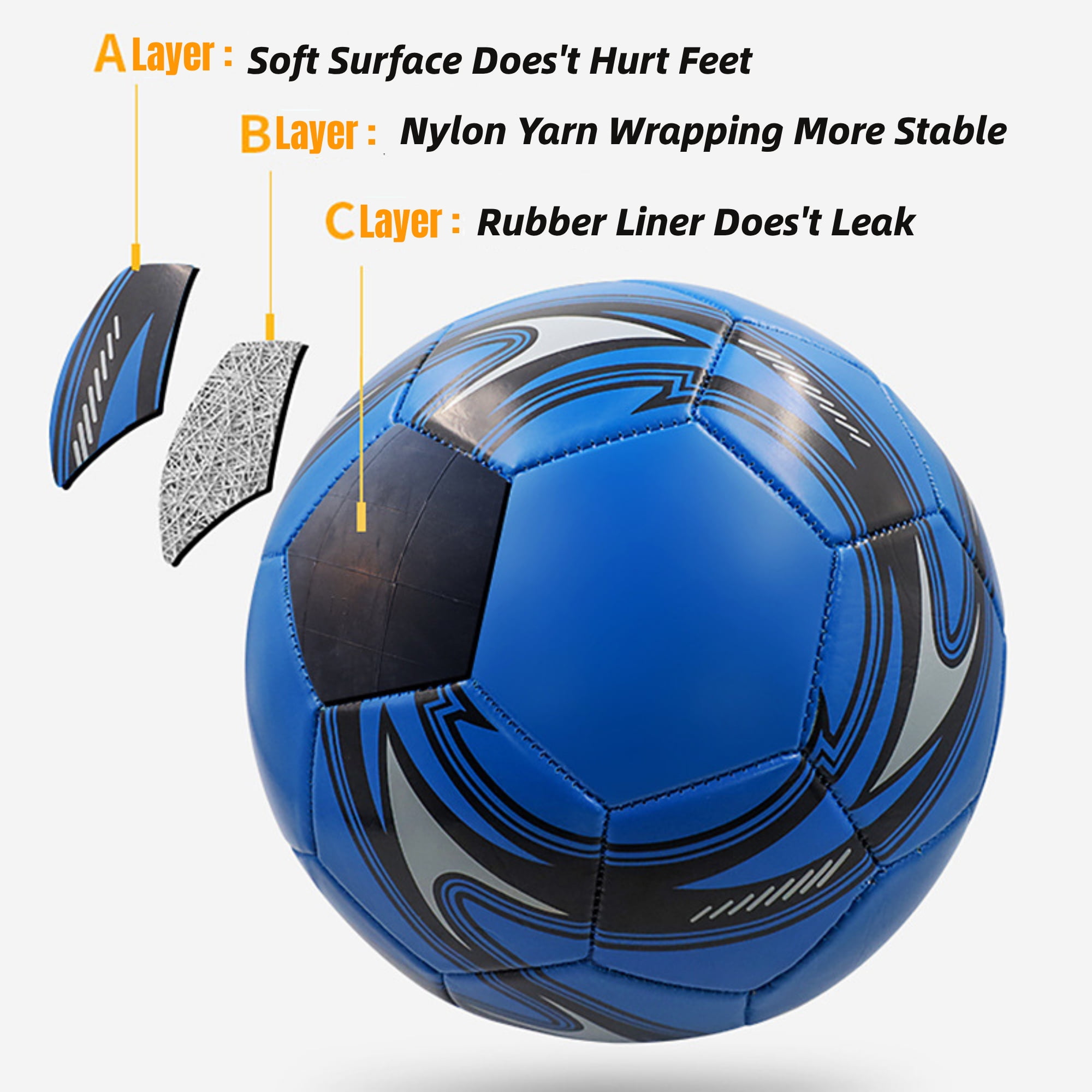 BESTEK Professional Soccer Ball Size 5 Official Training Competition Football (Blue) nas6b