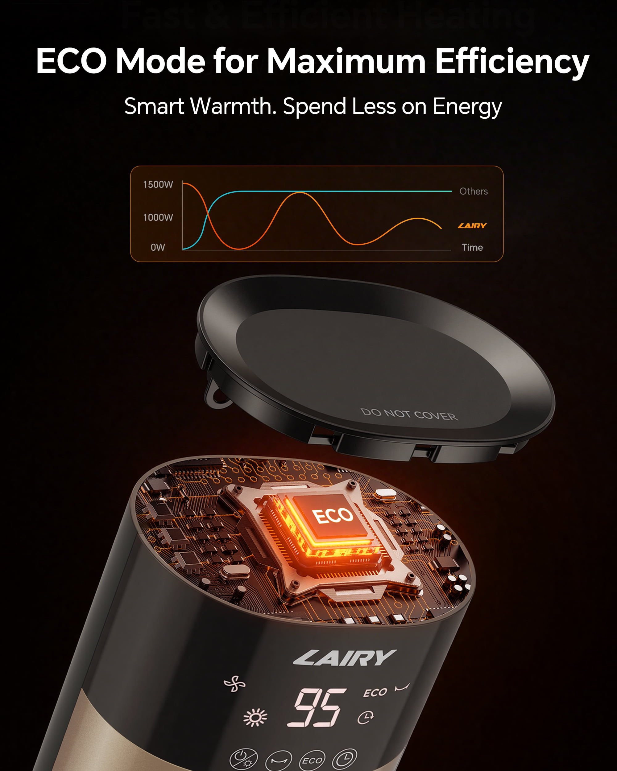 Lairy 1500W Electric Tower Space Heater with Remote and Adjustable Thermostat (Black, 24 in) i73d6