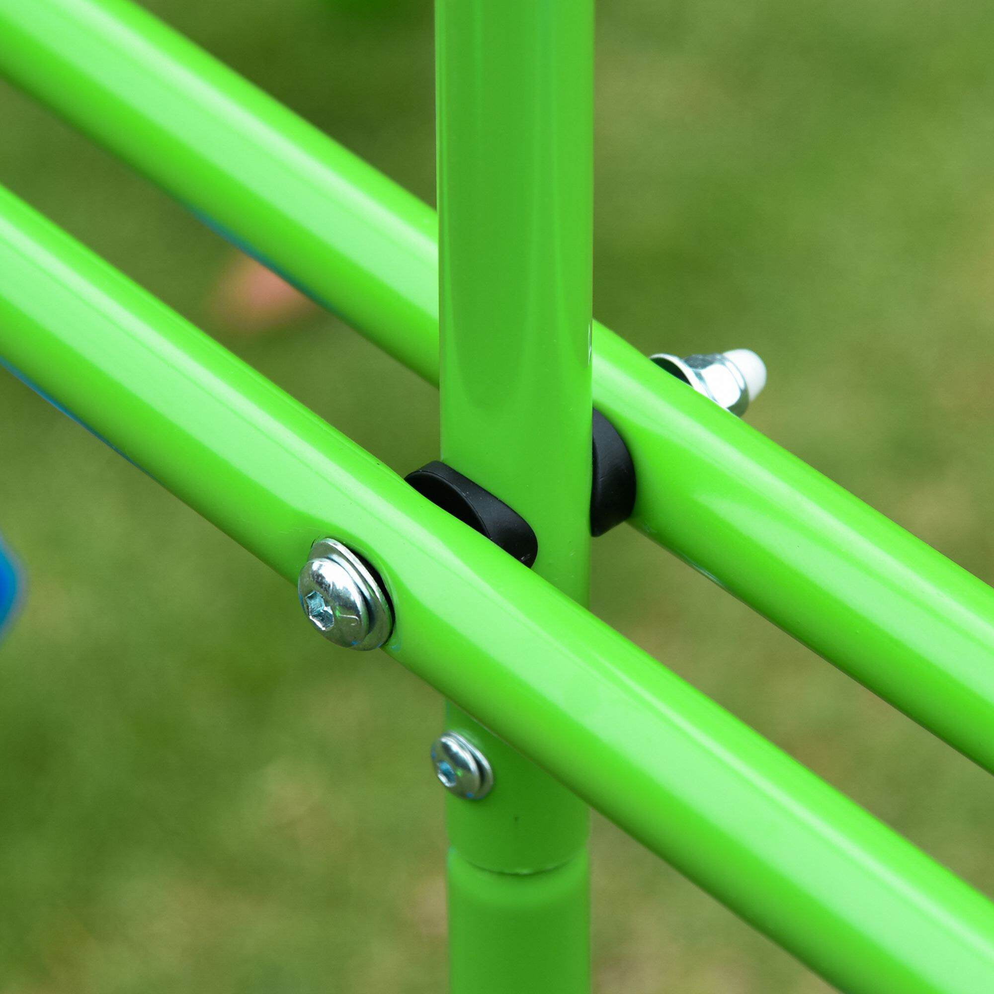 Outsunny Metal Swing Set with Glider and Two Adjustable Seats (Green, 110.25 in x 55 in x 70 in) fdgec