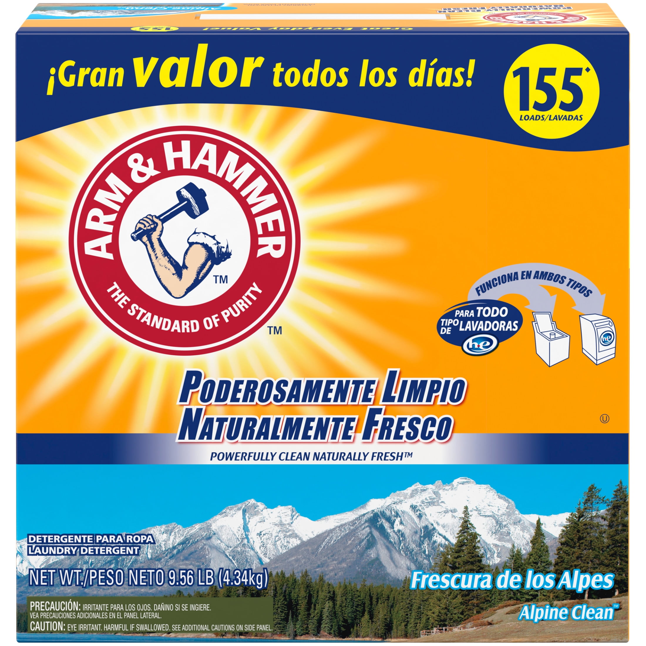 ARM & HAMMER Powder Laundry Detergent, Alpine Clean, Deep Cleaning Formula (9.56 lb) 59dpz