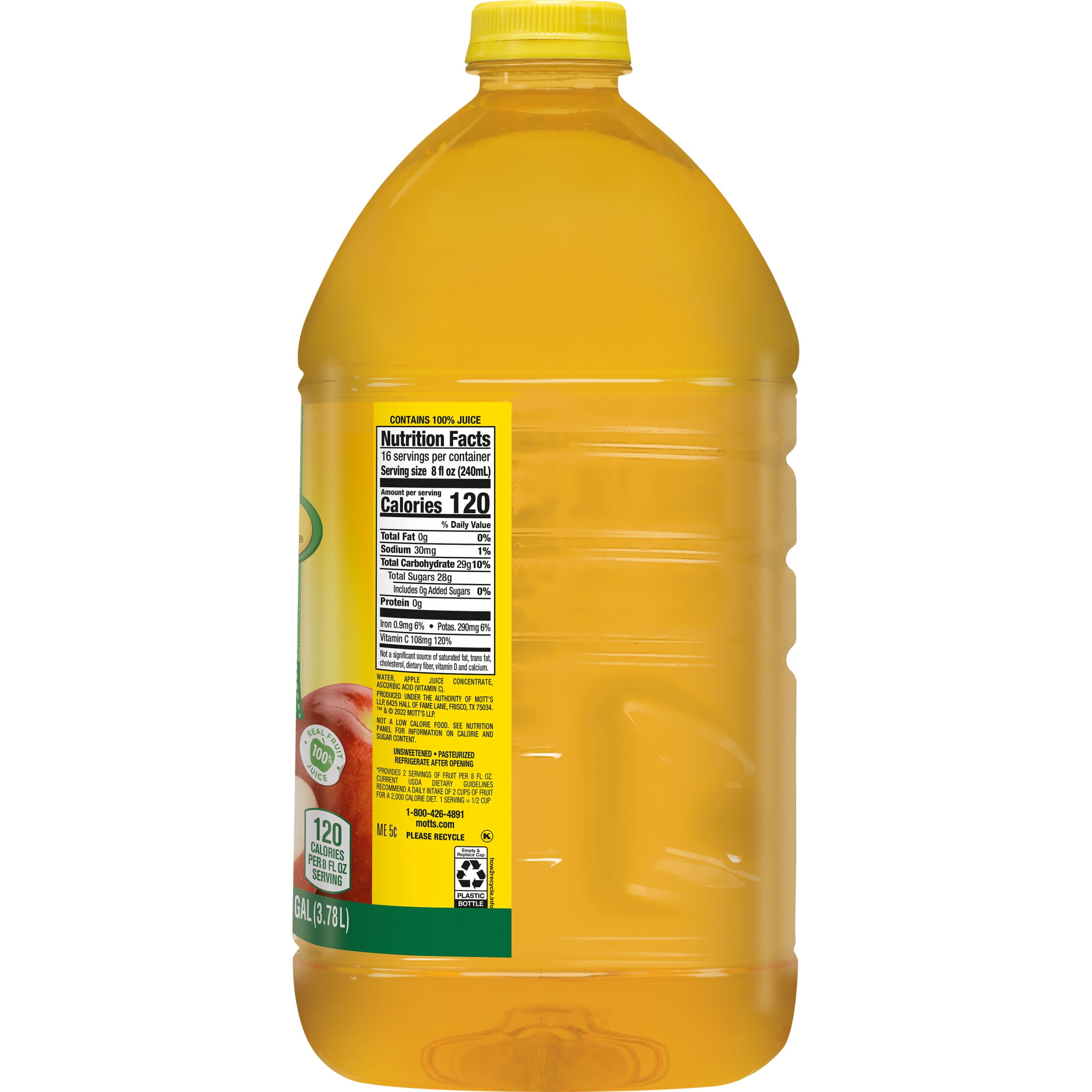 Mott's Original Apple Juice, 100% Fruit Juice, Refreshing & Natural (4 Pack, 128 fl oz) 68mki