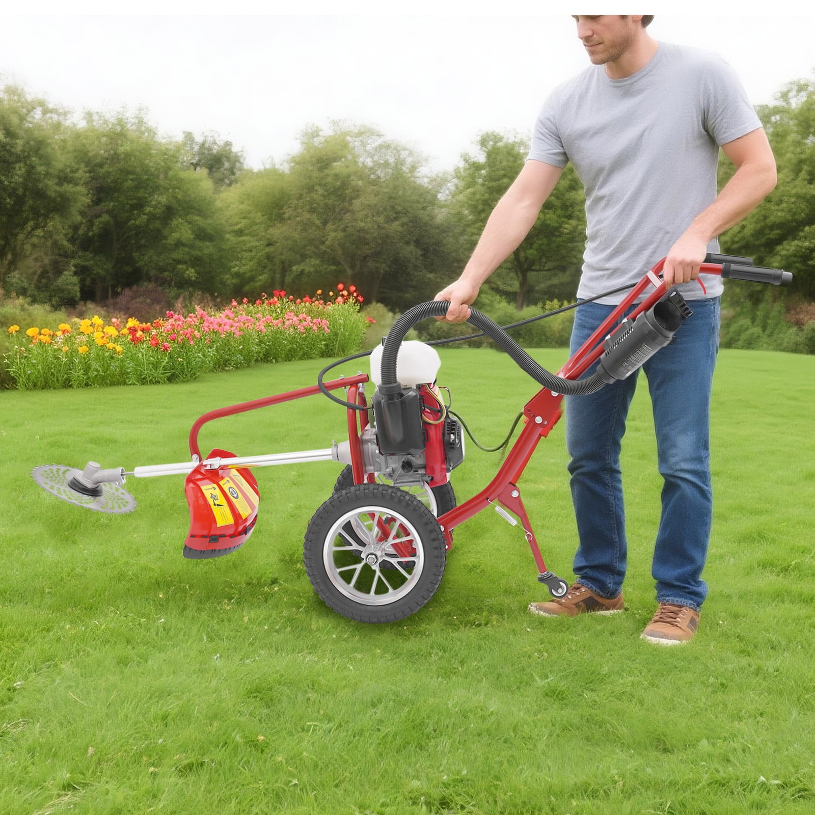 TFCFL 4-Stroke Gasoline Cultivator, Powerful 4 HP Engine, Handheld Tiller for Garden and Farm (63cc, 240 RPM) 16zgh