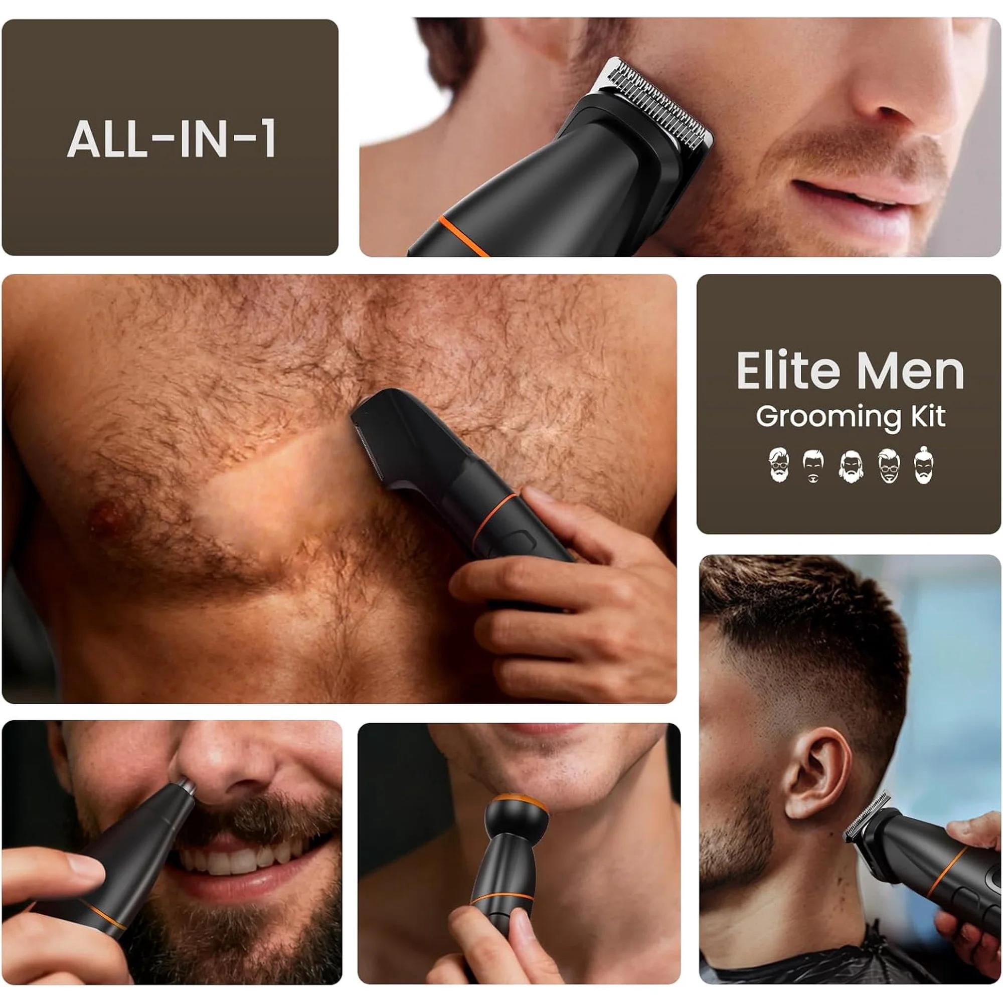 MAXGROOM All-in-One Electric Body Hair Trimmer for Men, Waterproof Grooming Kit with LED Display (Black, 1 Kit) gx861