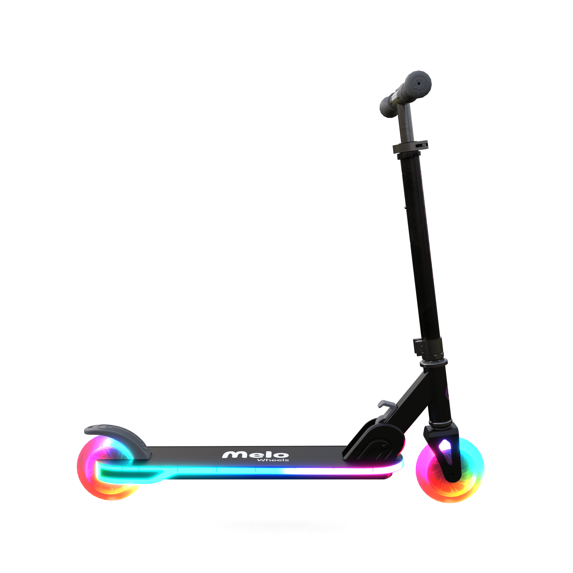 Melo Supernova Kick Scooter - Kids Folding LED Light-Up Scooter with Adjustable Handlebars (Black, 30 in) nimbb