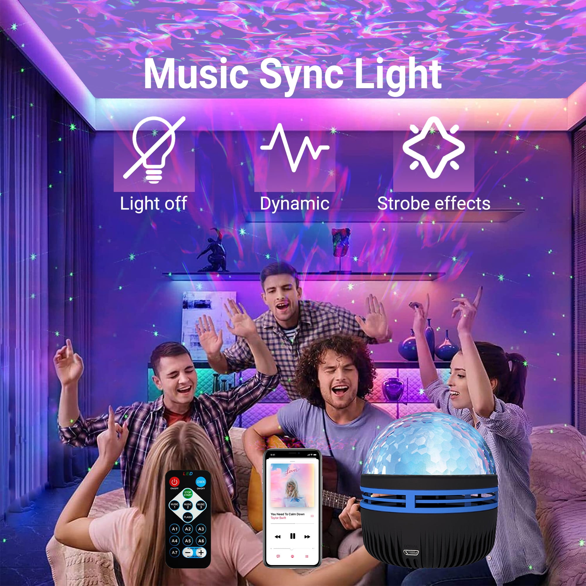 DAYBETTER Galaxy Star Projector, Remote and Voice Control Night Light for Bedroom Decor (Blue, 1 Pack) ifvfo