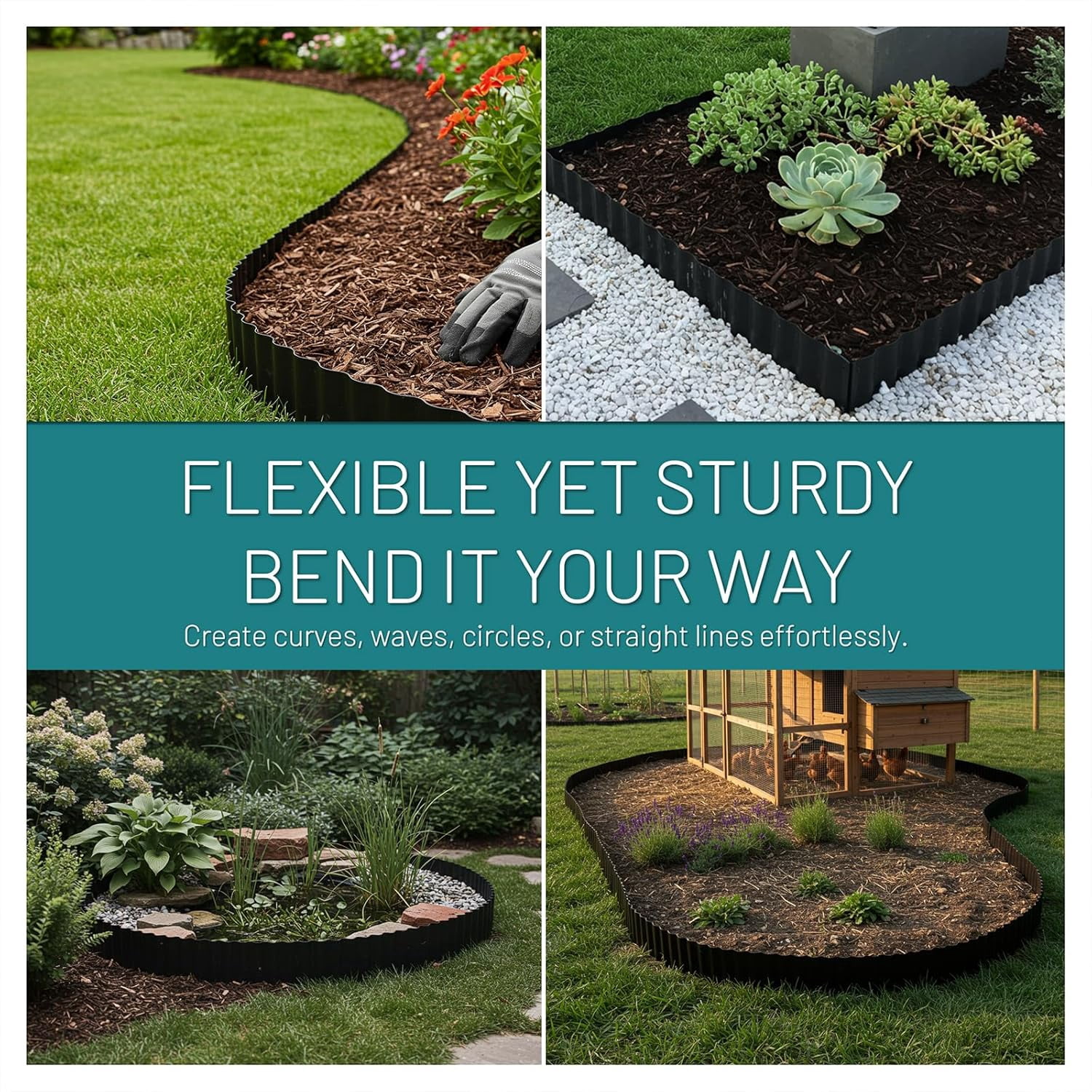 Tufmunb Corrugated Metal Garden Edging, Heavy-Duty Landscape Border for Lawn and Flower Bed (Black, 6 in x 40 ft) o9eyl