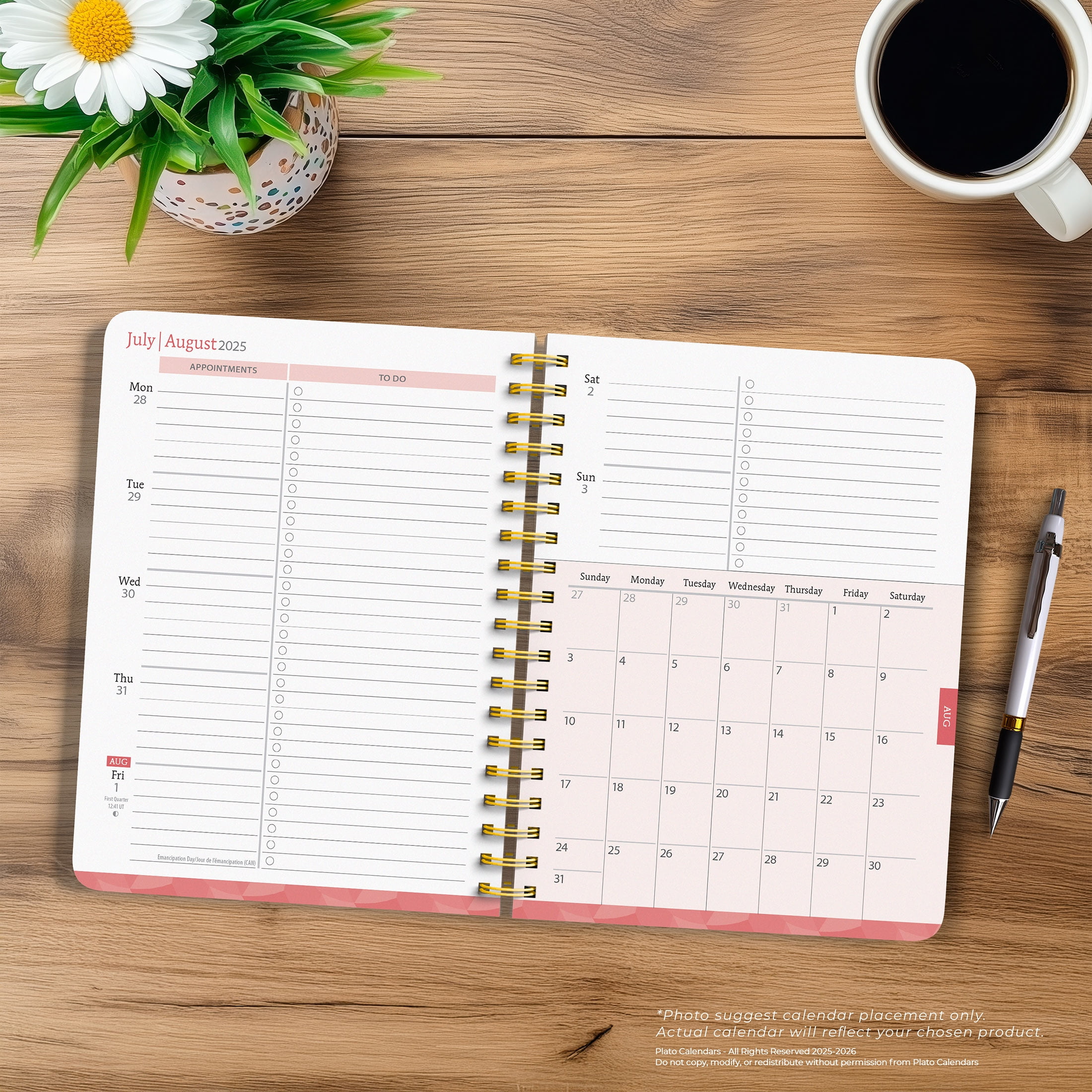 Plato Weekly Academic Desk Planner, 18-Month Organizer, July 2025 - December 2026 (Black, 6 in x 7.75 in) h7ds4
