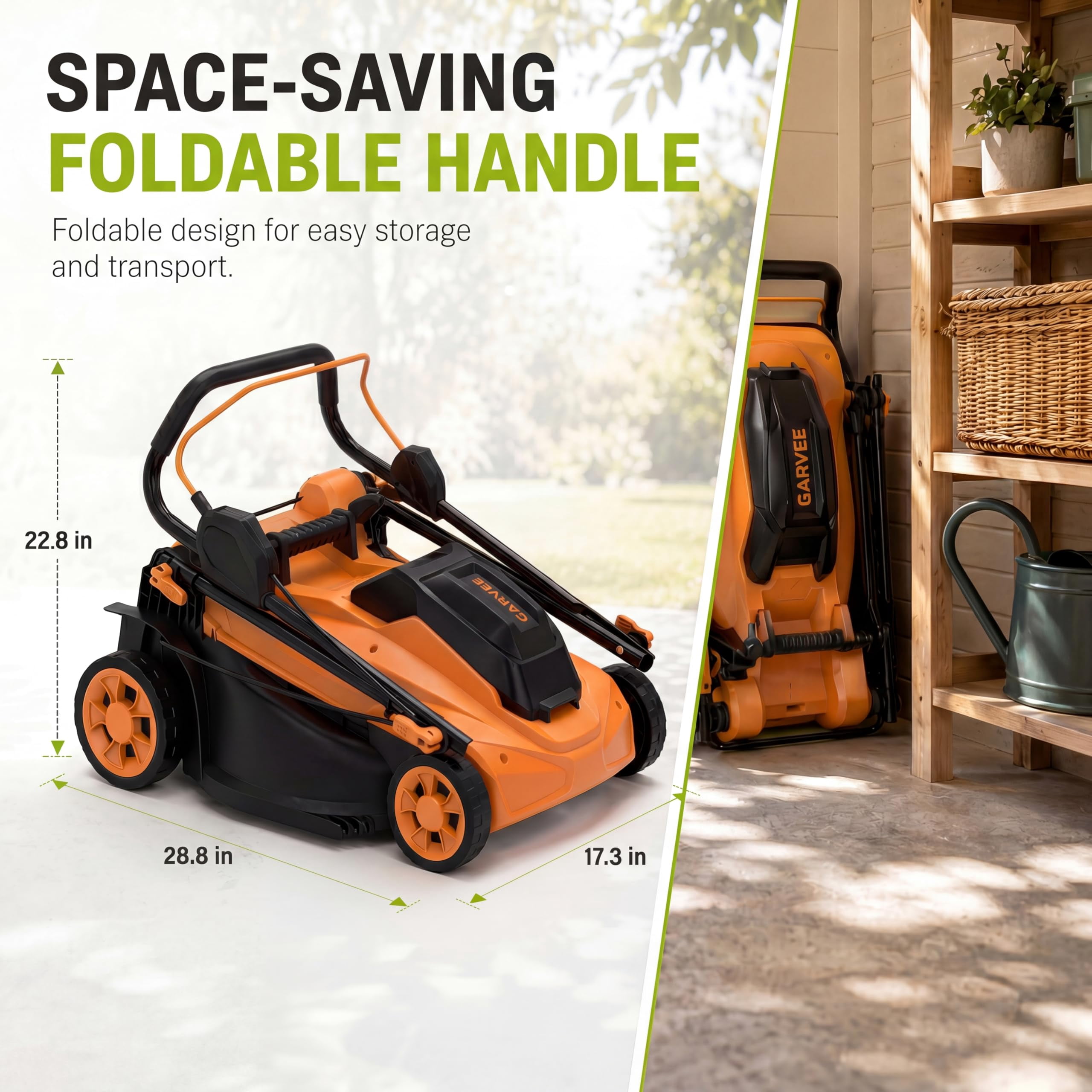 Sunvasagoo 40V Cordless Electric Push Lawn Mower, 17-Inch Cutting Deck, 6-Position Height Adjustment (Black/Orange, 17 in) yfljp