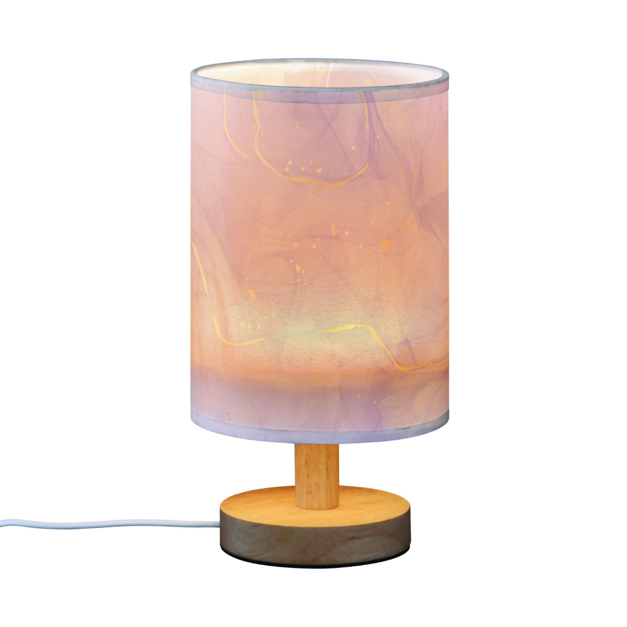 yggo Retro Cylinder Bedside Table Lamp with USB Charging Port and Linen Shade (Purple Lavender, 5.1 in x 9.7 in) 1zxep