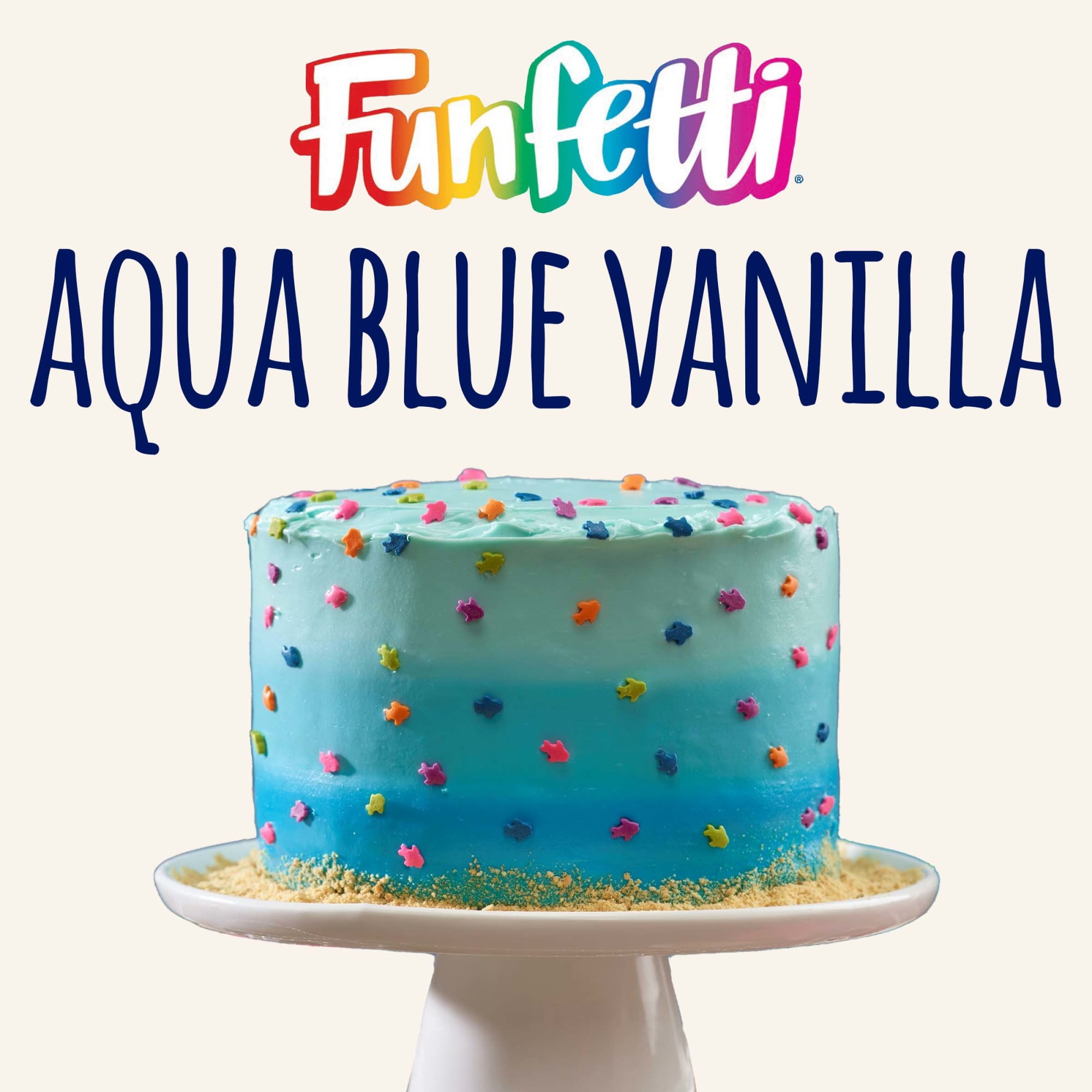 Pillsbury Funfetti Aqua Blue Vanilla Frosting with Sprinkles (Blue, 15.6 oz) 9eyvw