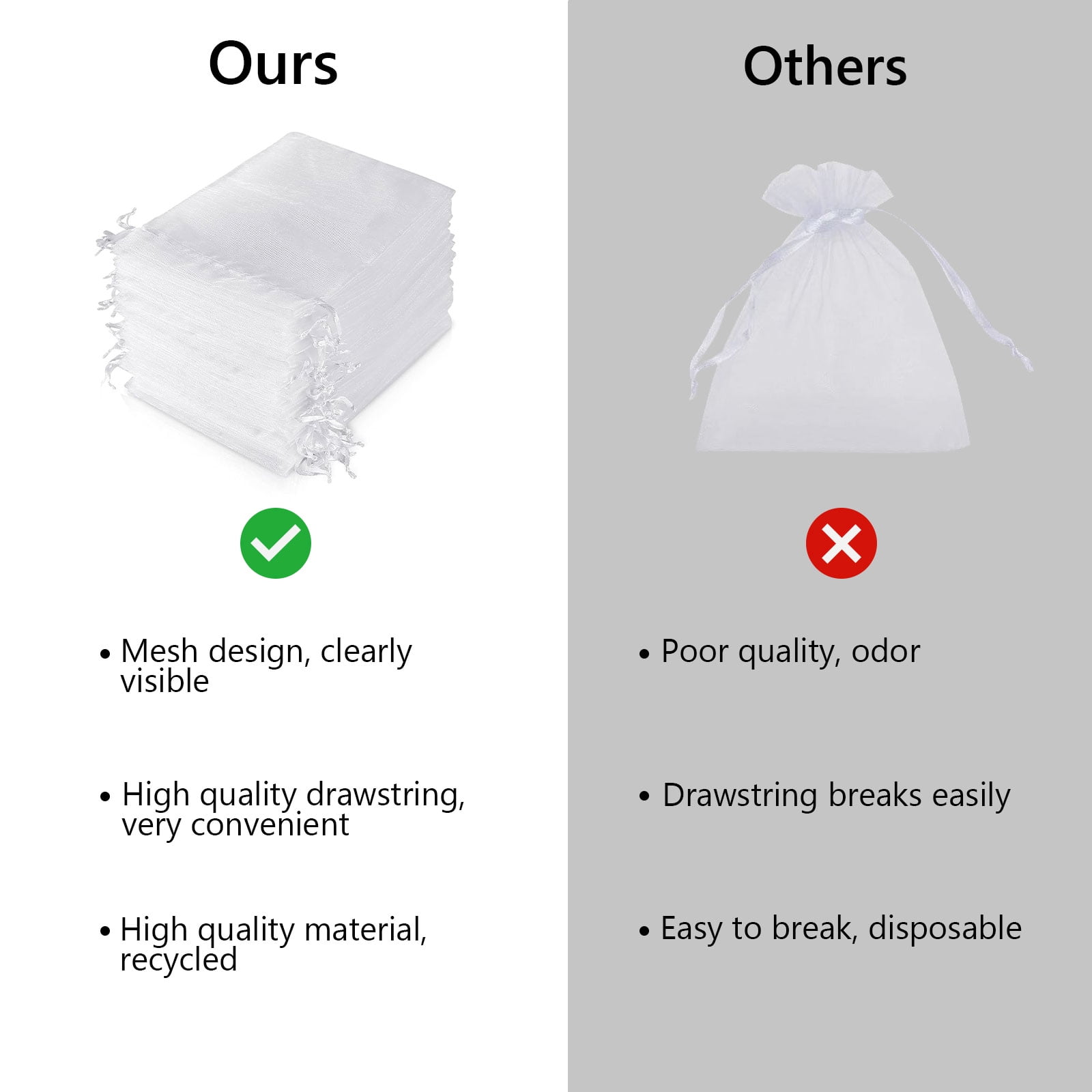 HengBO Sheer Organza Jewelry Pouches with Drawstring for Wedding Party Favors (White, 4 x 6 in, 200 Pack) nywcf