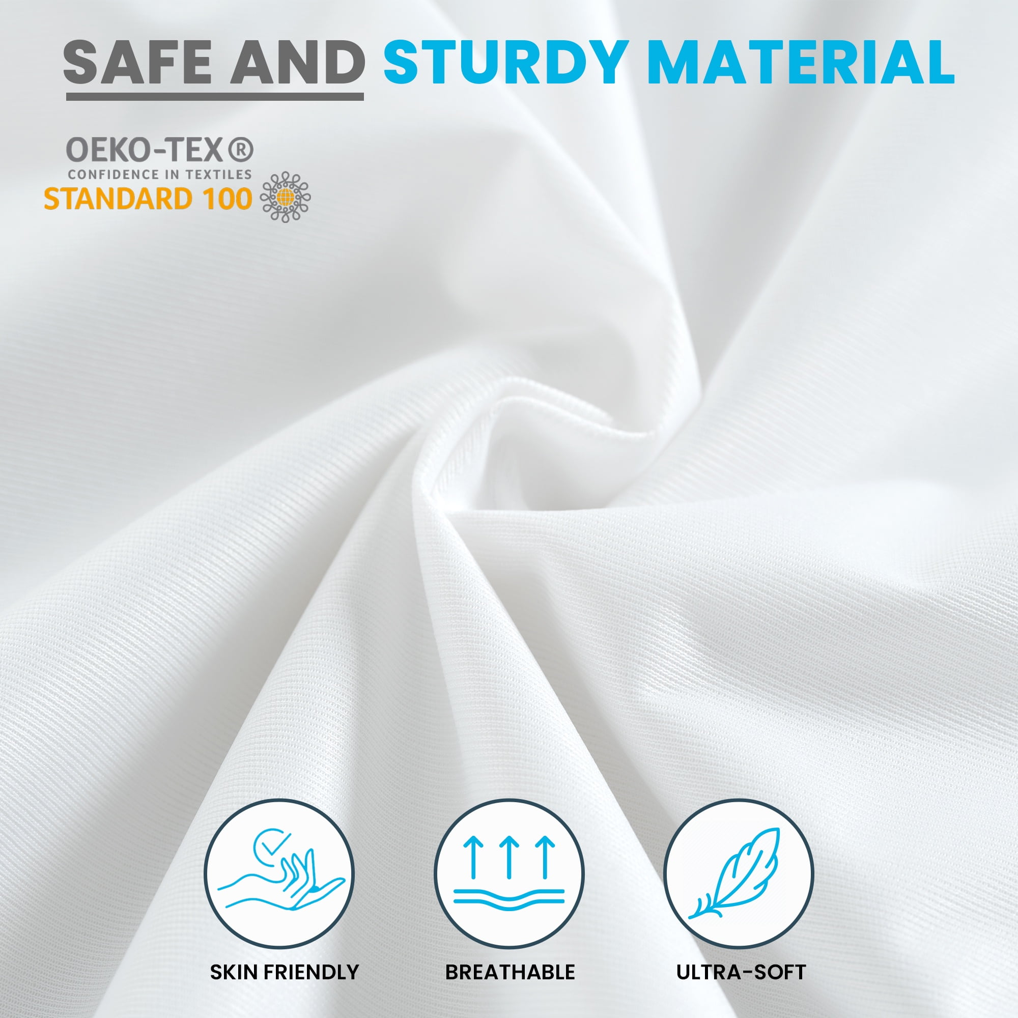Lux Decor Collection Waterproof Mattress Encasement, Six-Sided Bed Bug Protection, Breathable Zippered Cover (White, Queen 60 in x 80 in x 14 in) xq2gs