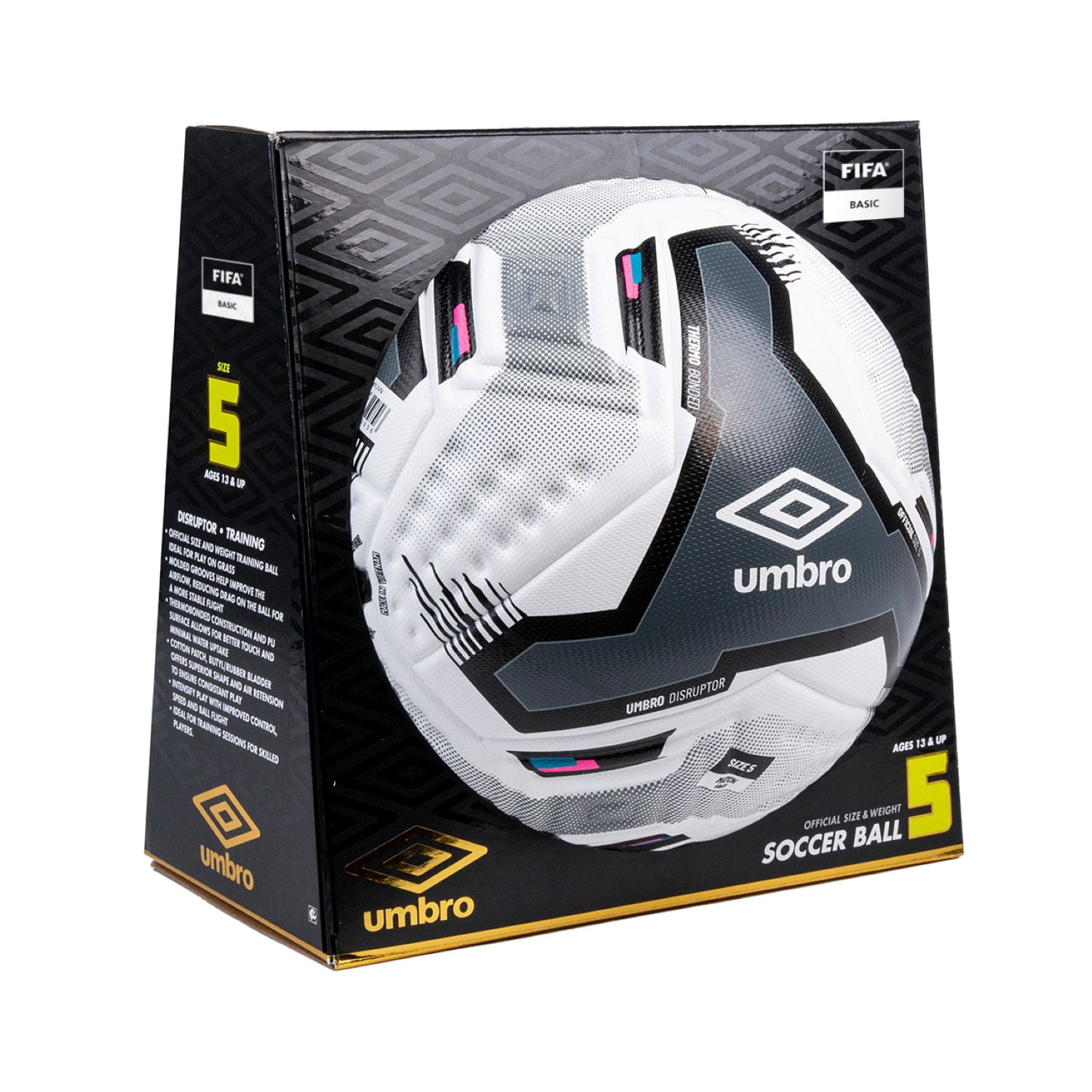 Umbro Disruptor Soccer Ball Match-Ready Performance (White, Size 5) lt6sc